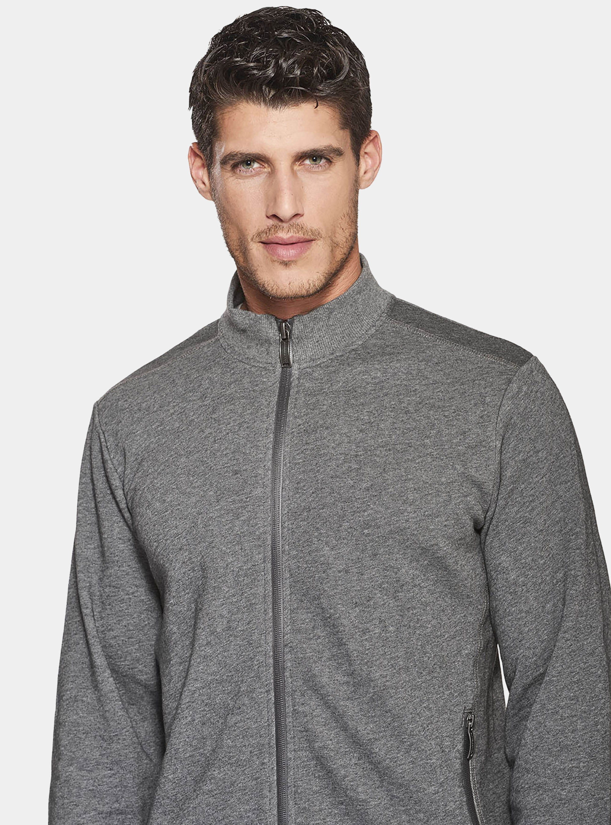 grey sweatshirt cardigan