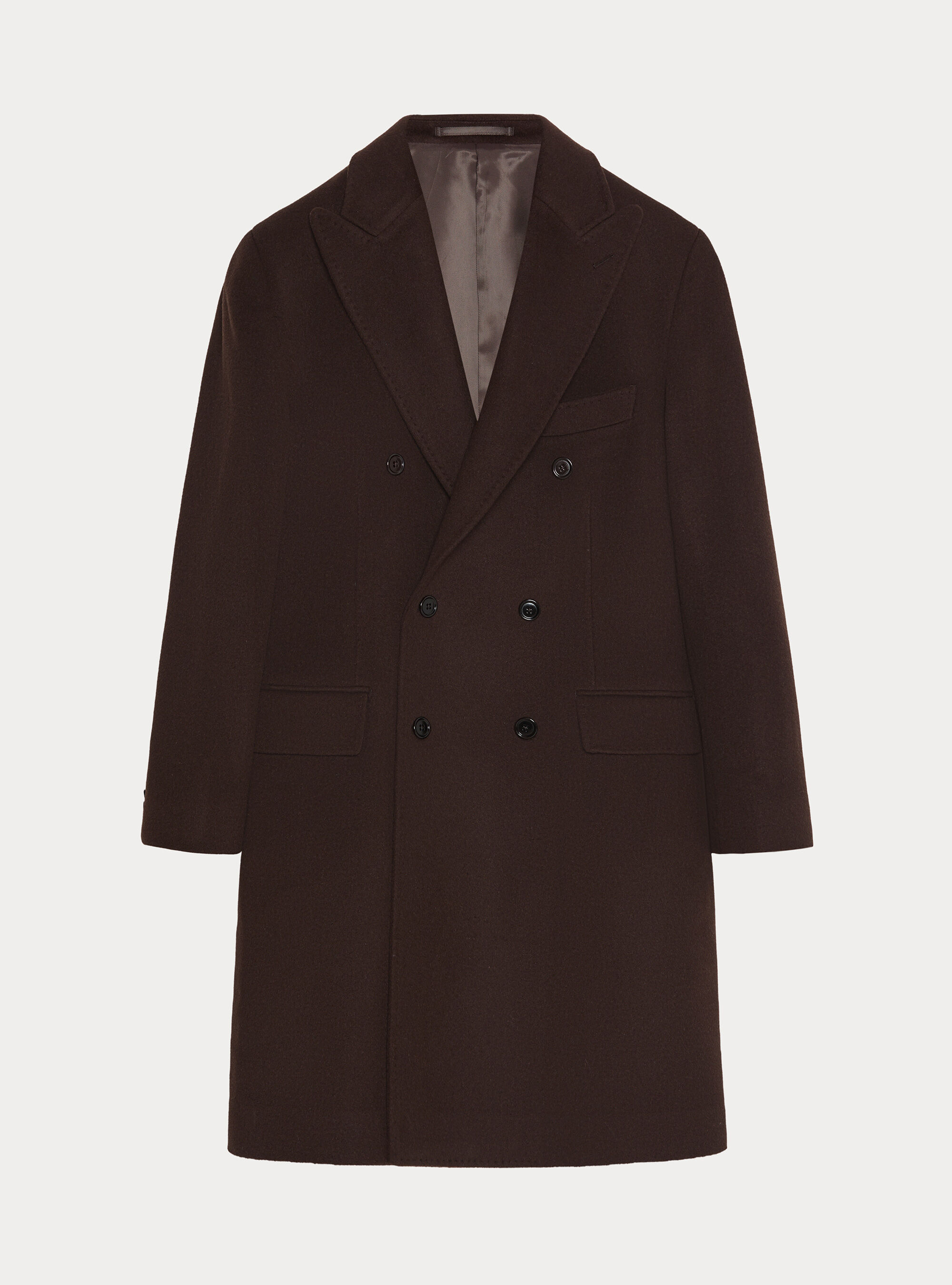 Double-breasted cashmere-blend coat, BROWN