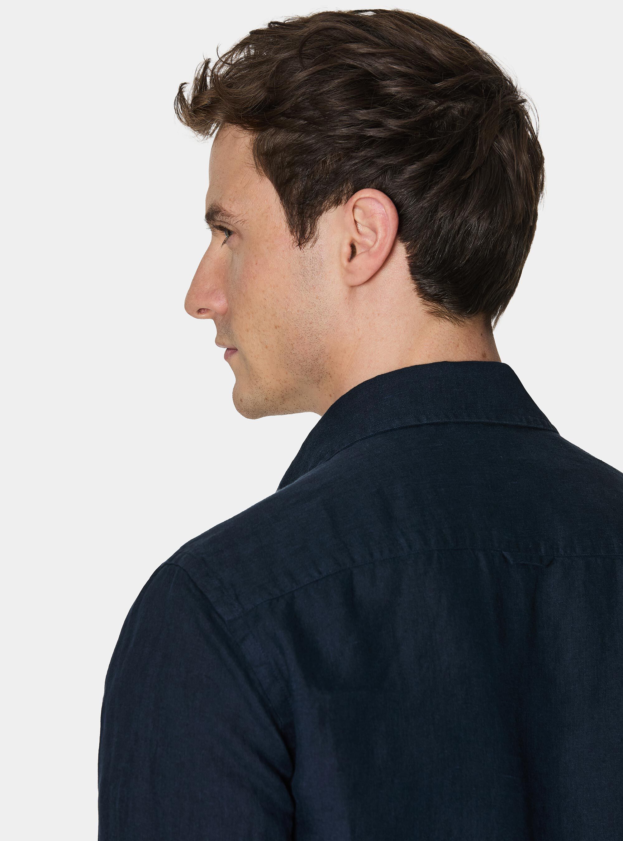 Pure linen shirt, NAVY BLUE