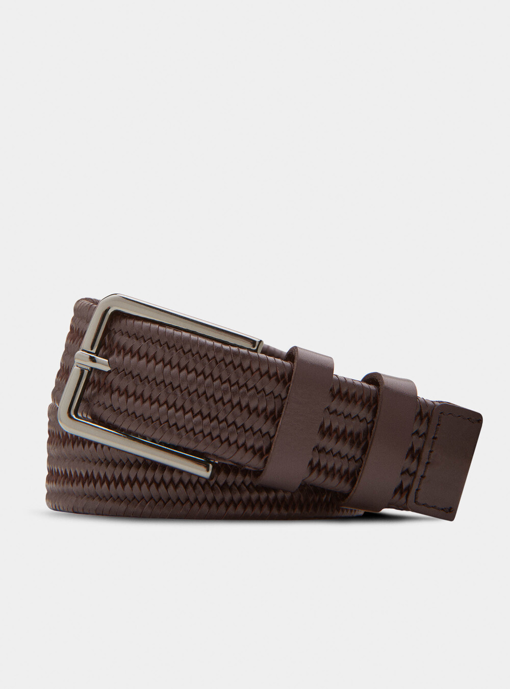 Stretch woven leather belt
