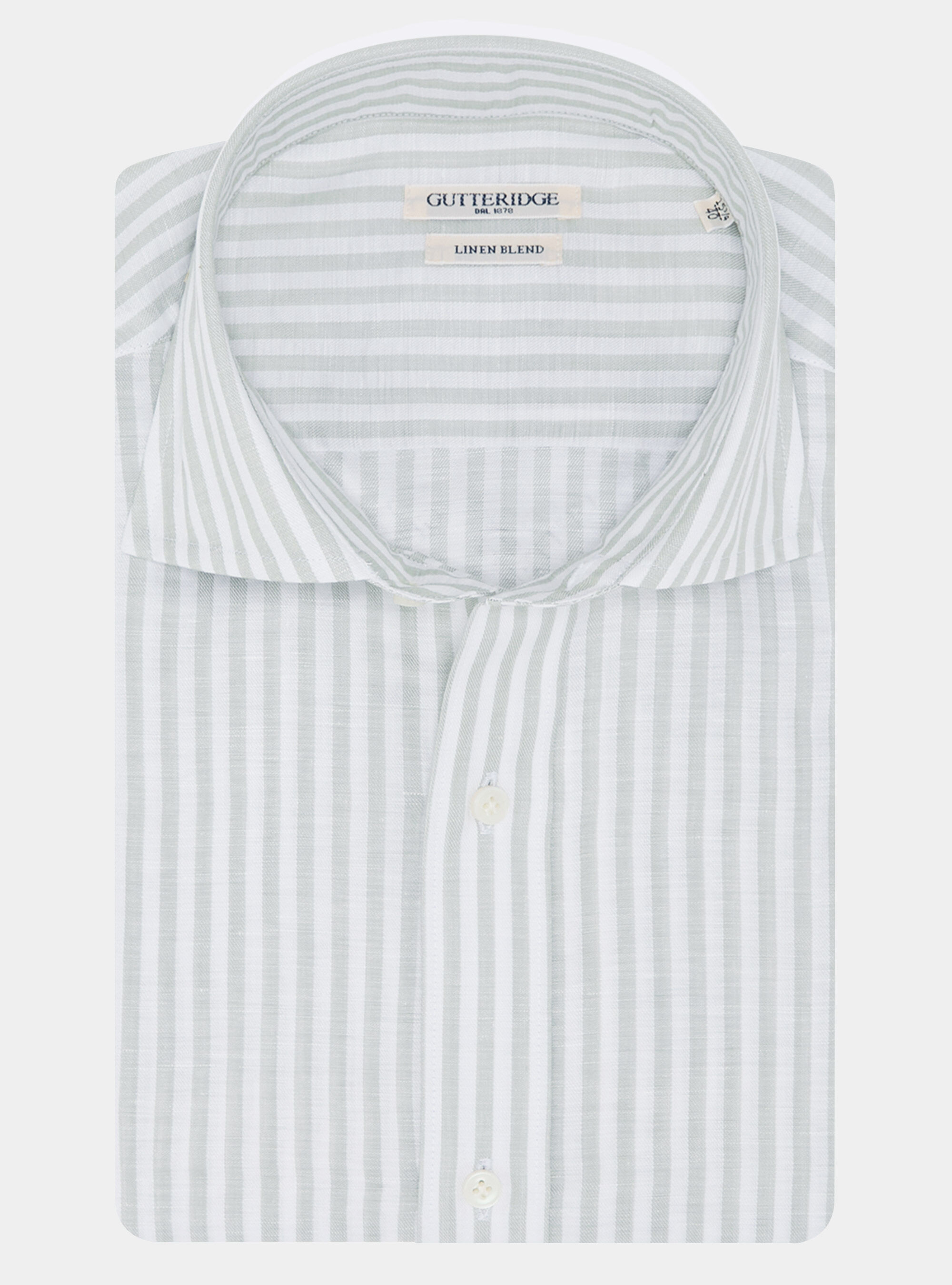 Camicia rigata in misto lino, SALVIA 0602C