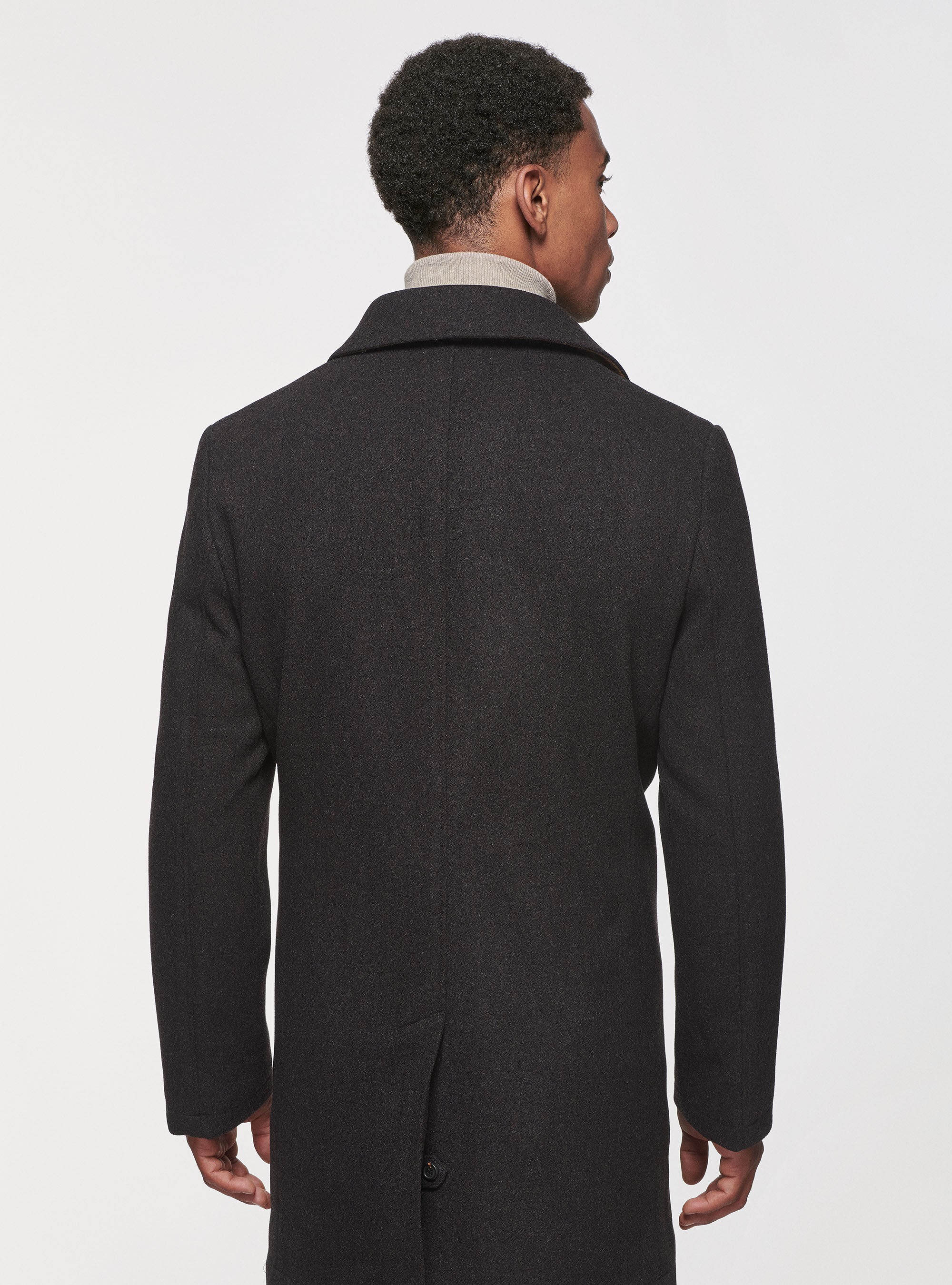 Brown coat in pure wool, BROWN