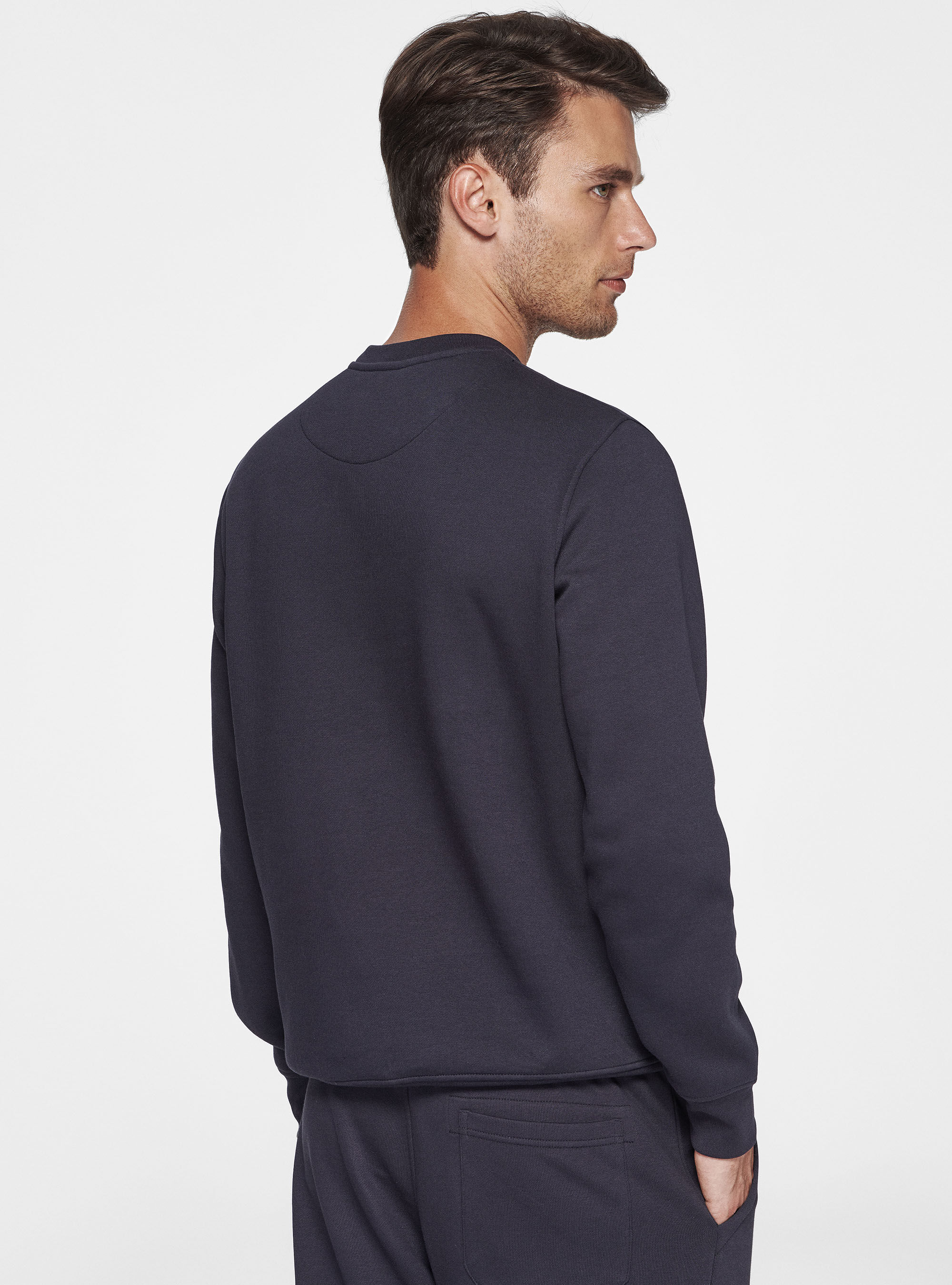Crew-neck sweatshirt with embroidery, NAVY BLUE