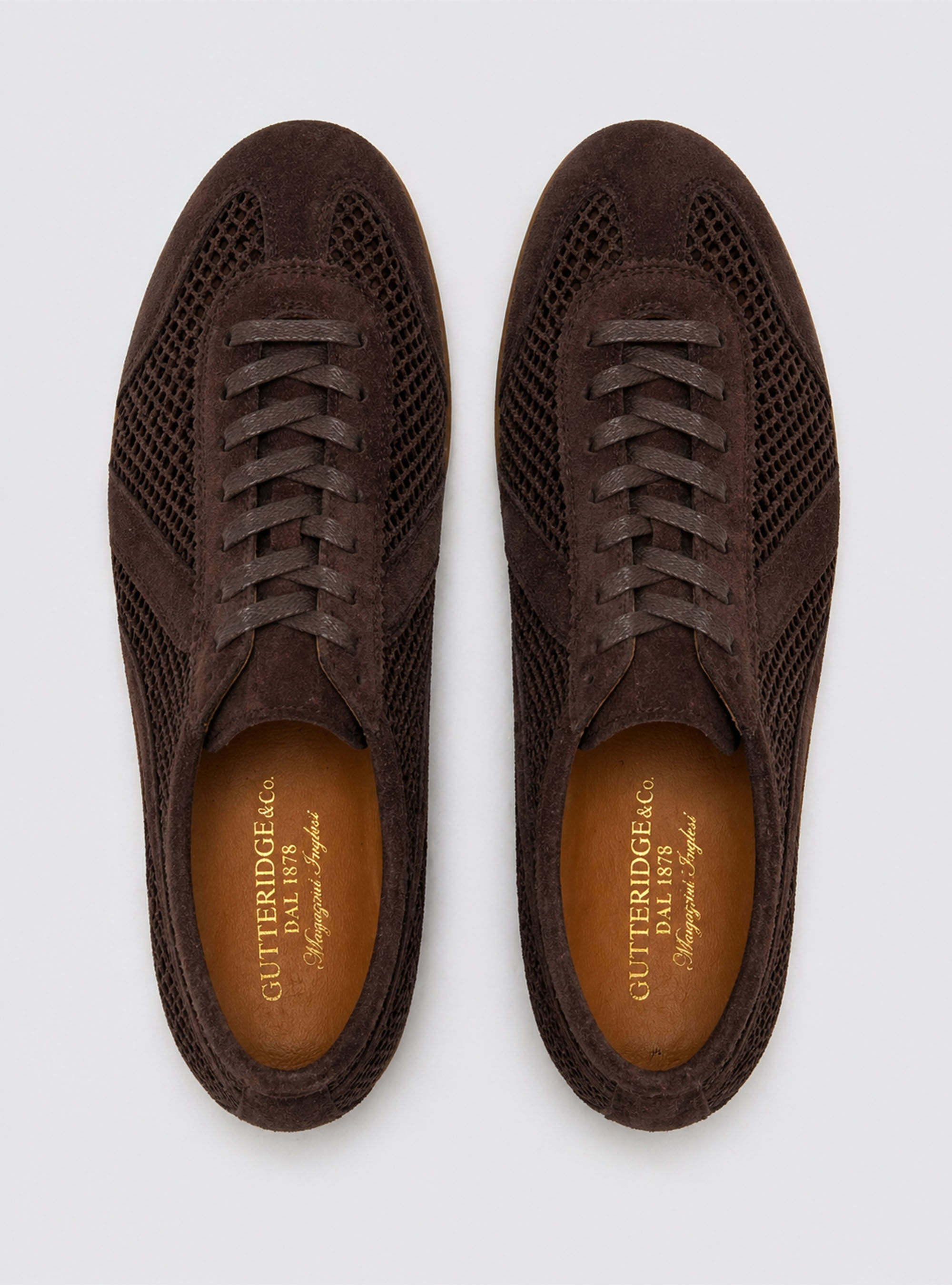 Suede and mesh sneakers, BROWN