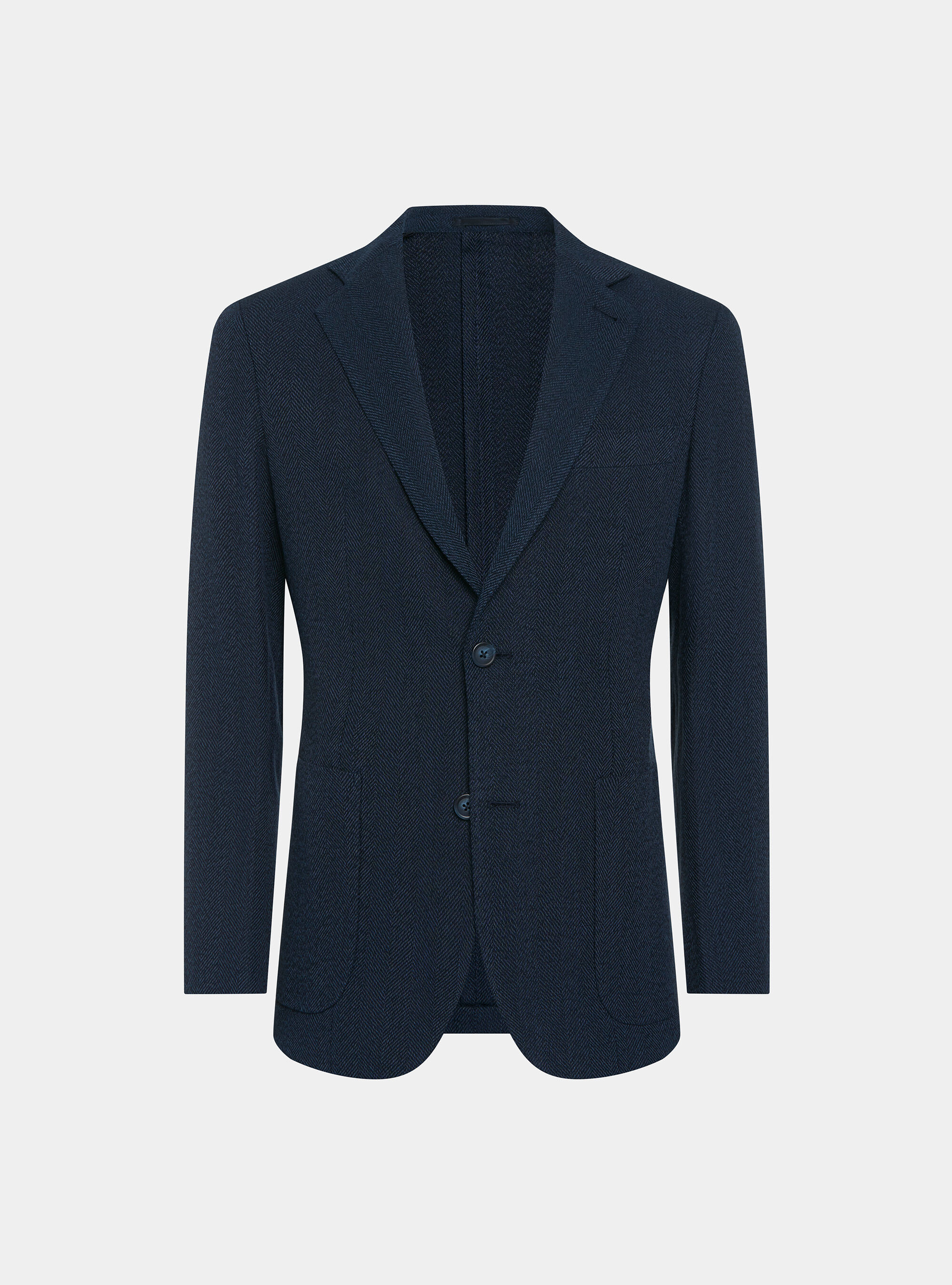 Giacca in cotone e lino spigato, BLU SCURO