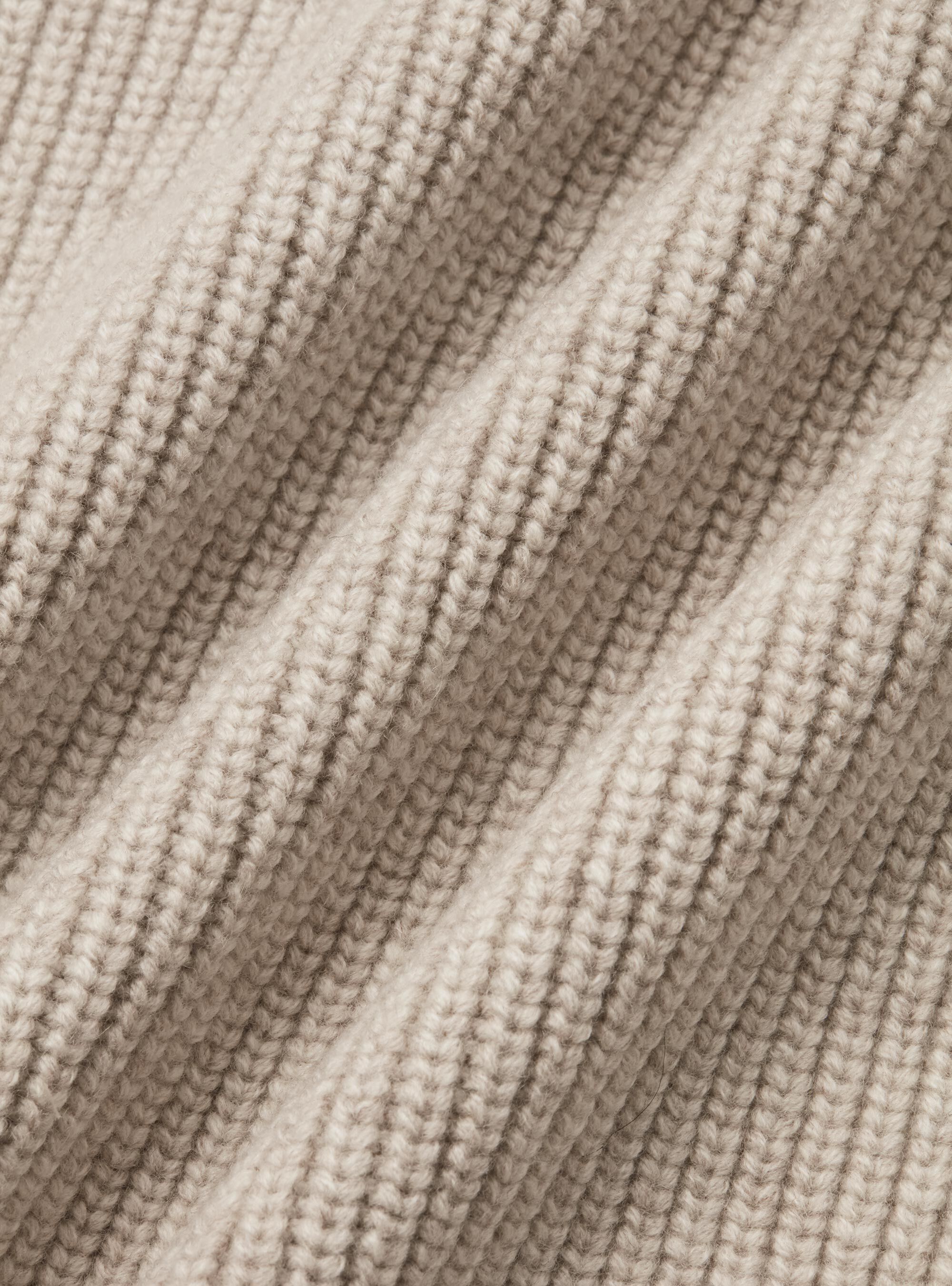 Merino wool shawl collar cardigan, ECRU