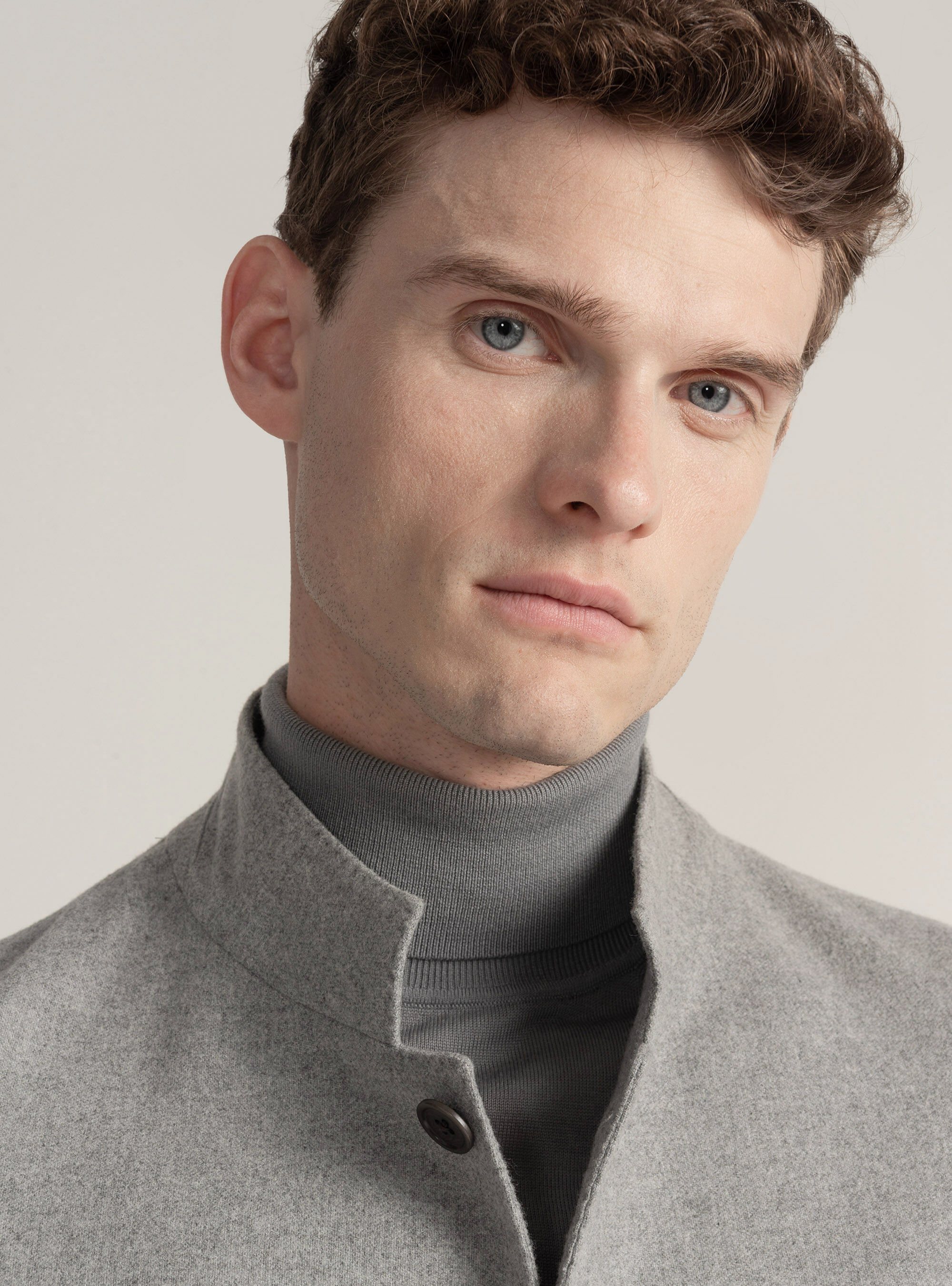 Korean blazer in lightweight wool flannel, GREY