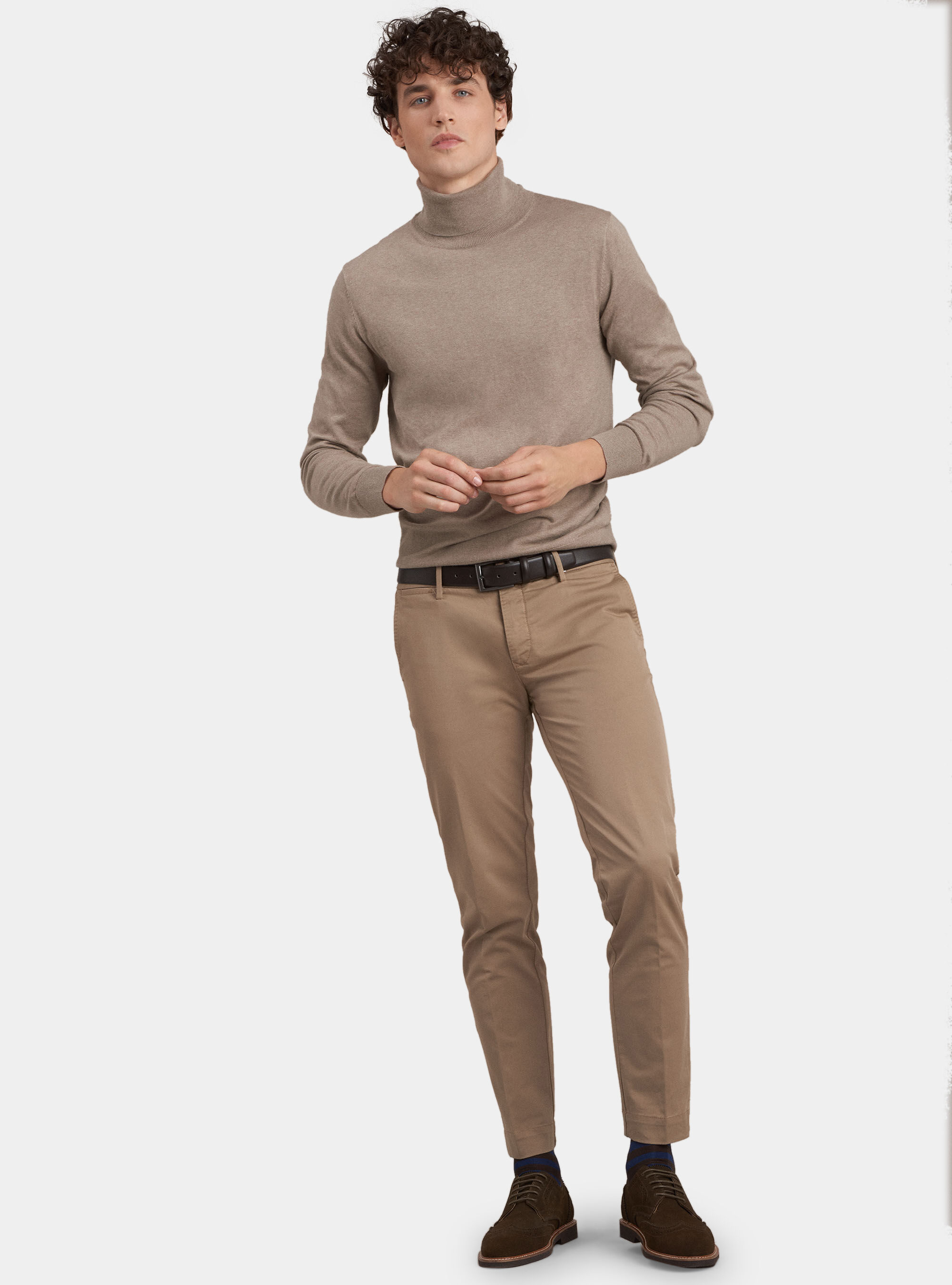 gray sweater khaki pants