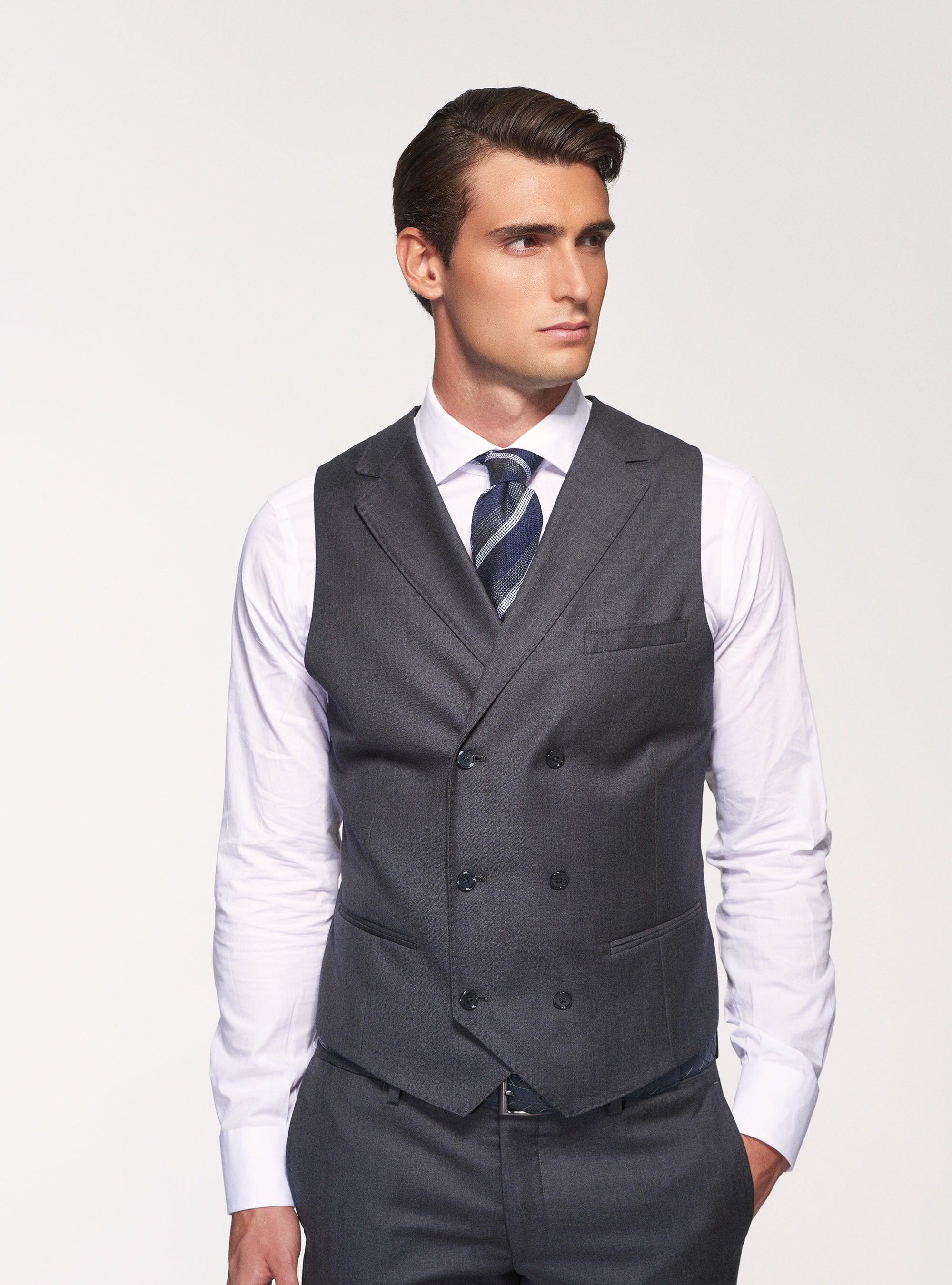 Dark grey sale double breasted waistcoat