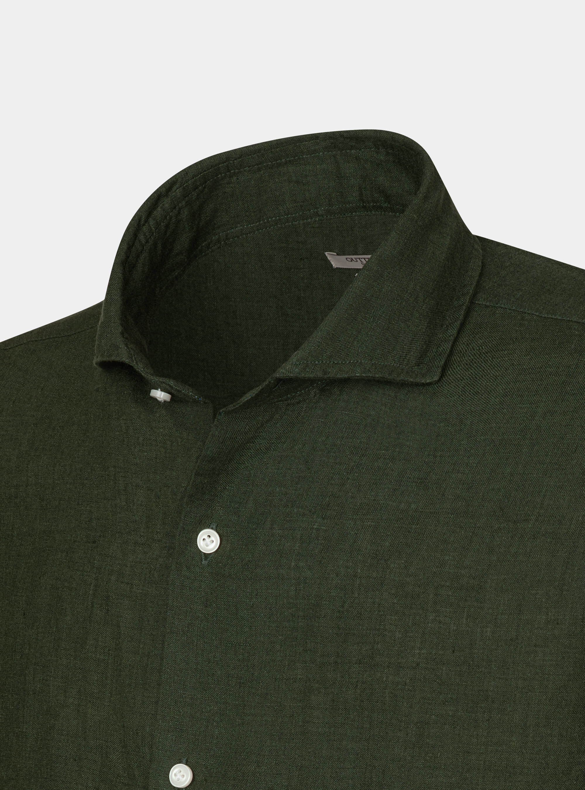 French collar shirt in pure linen, GREEN