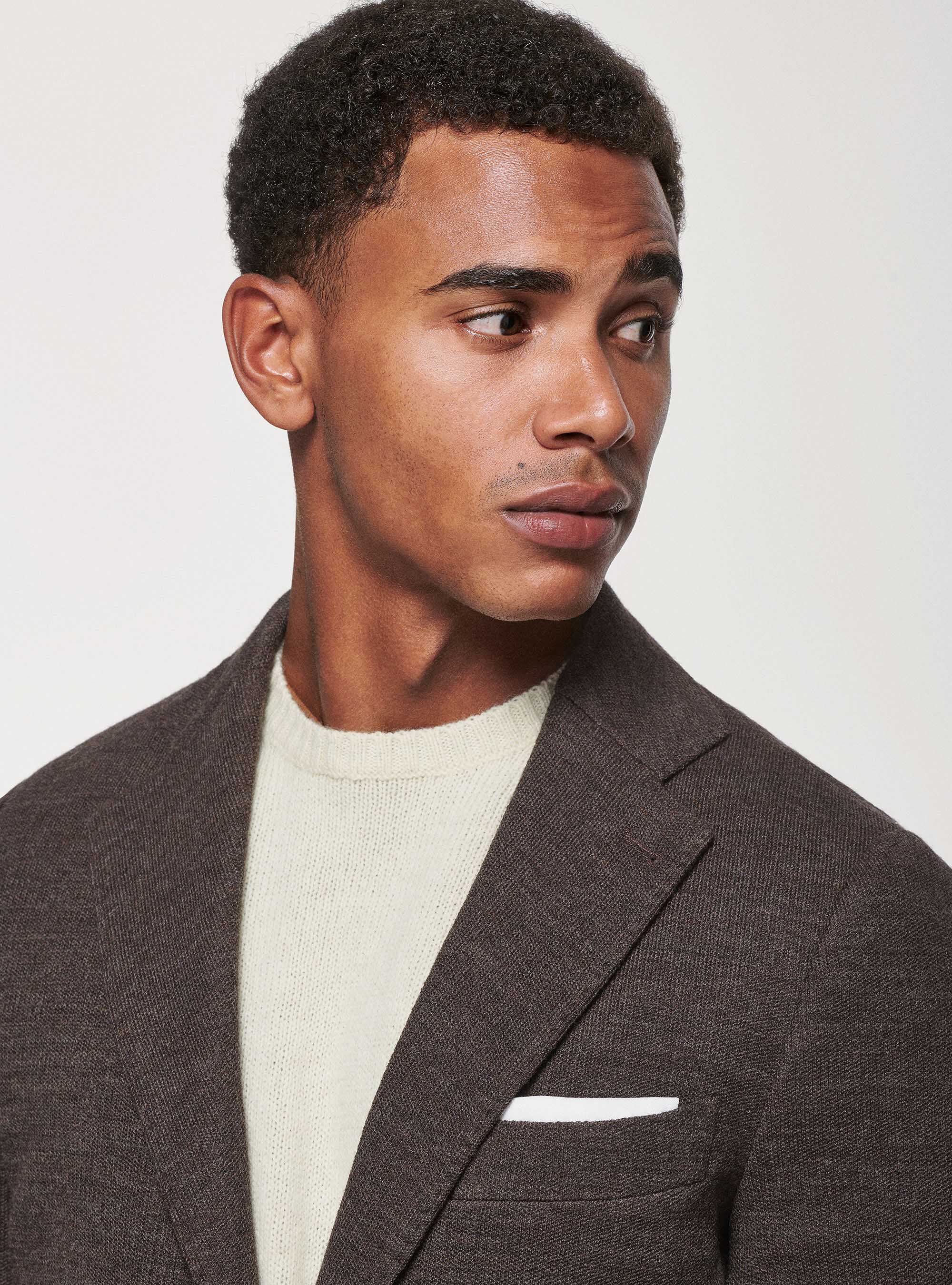 Unlined blazer in wool and cotton jersey