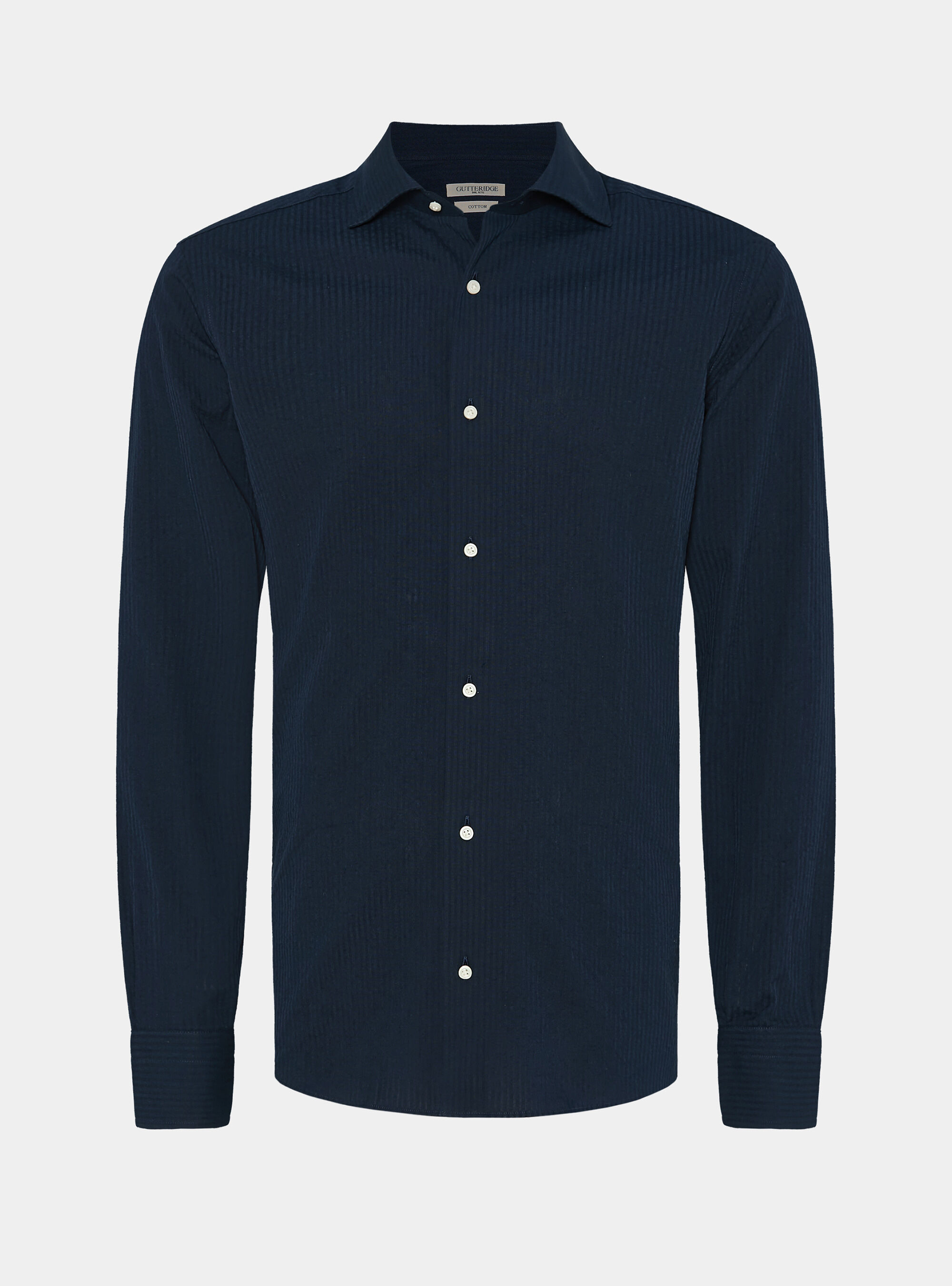 Camicia in cotone seersucker, BLU NAVY