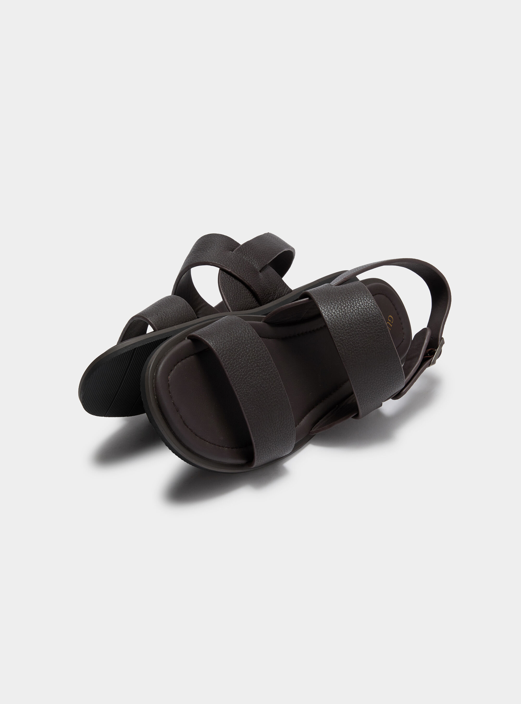 Sandali in pelle martellata, MARRON MUY OSCURO