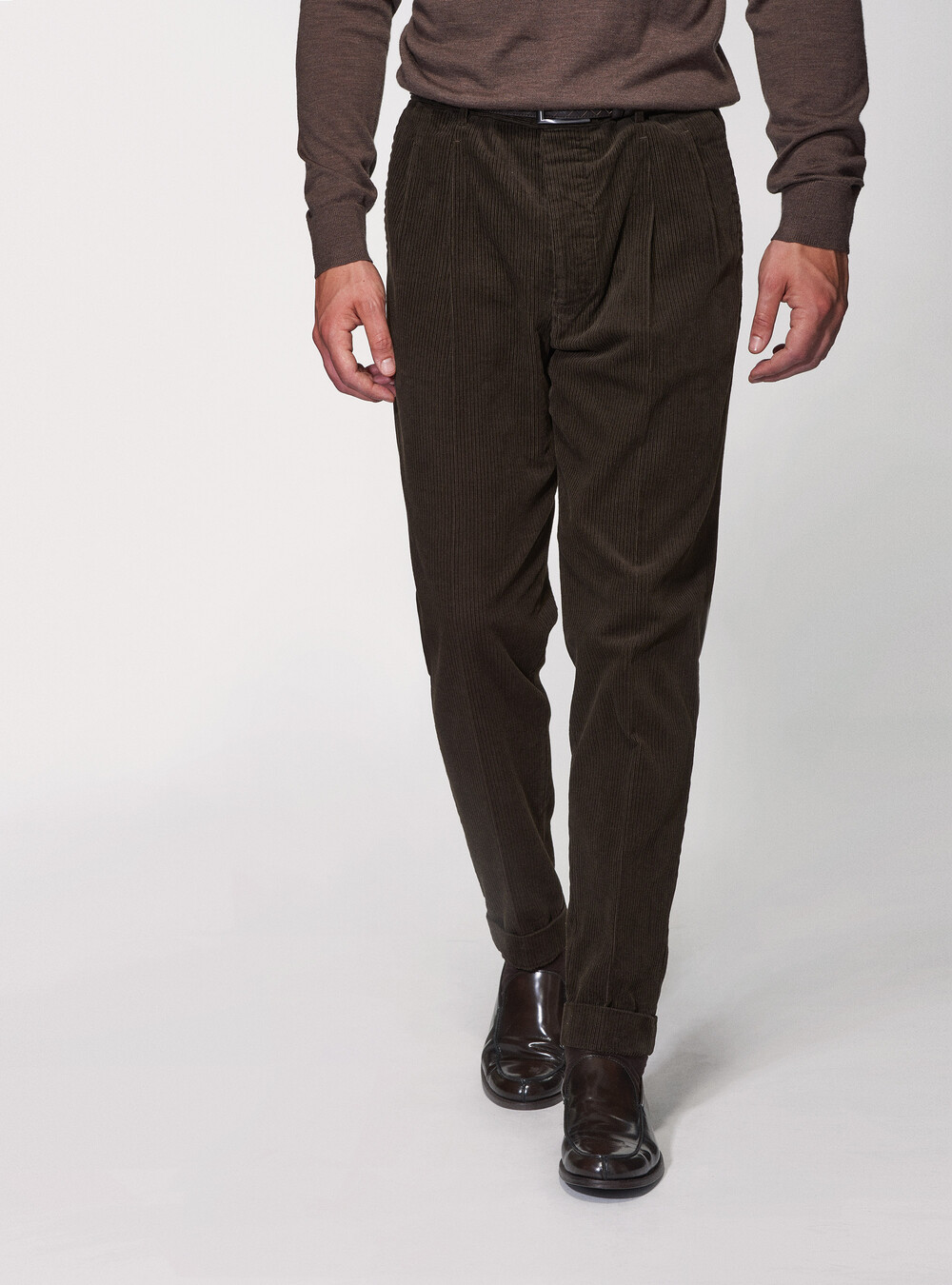 Pantalones de terciopelo de algodón con doble pinza