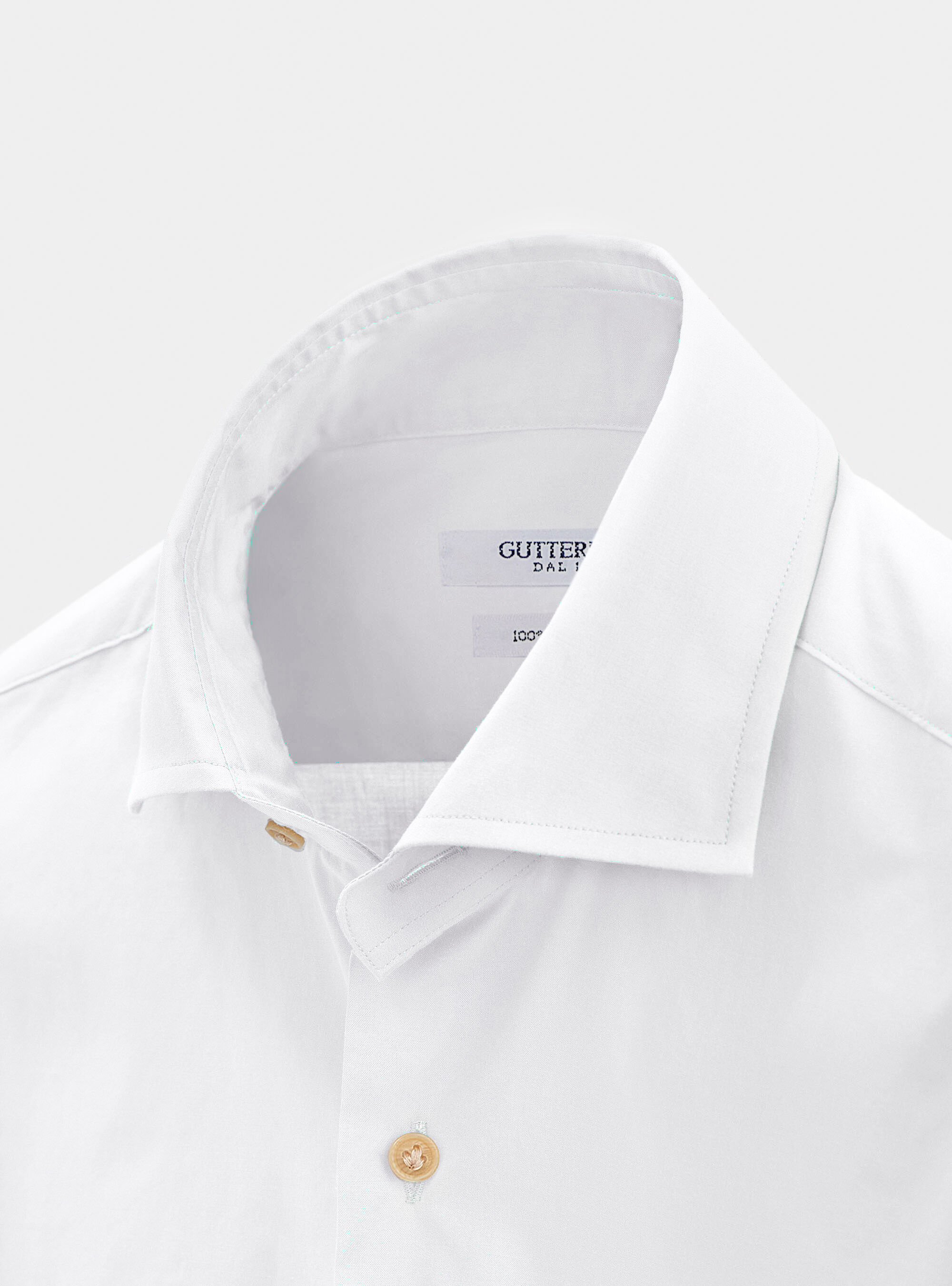 Camicia collo francese in mussola di cotone, BIANCO