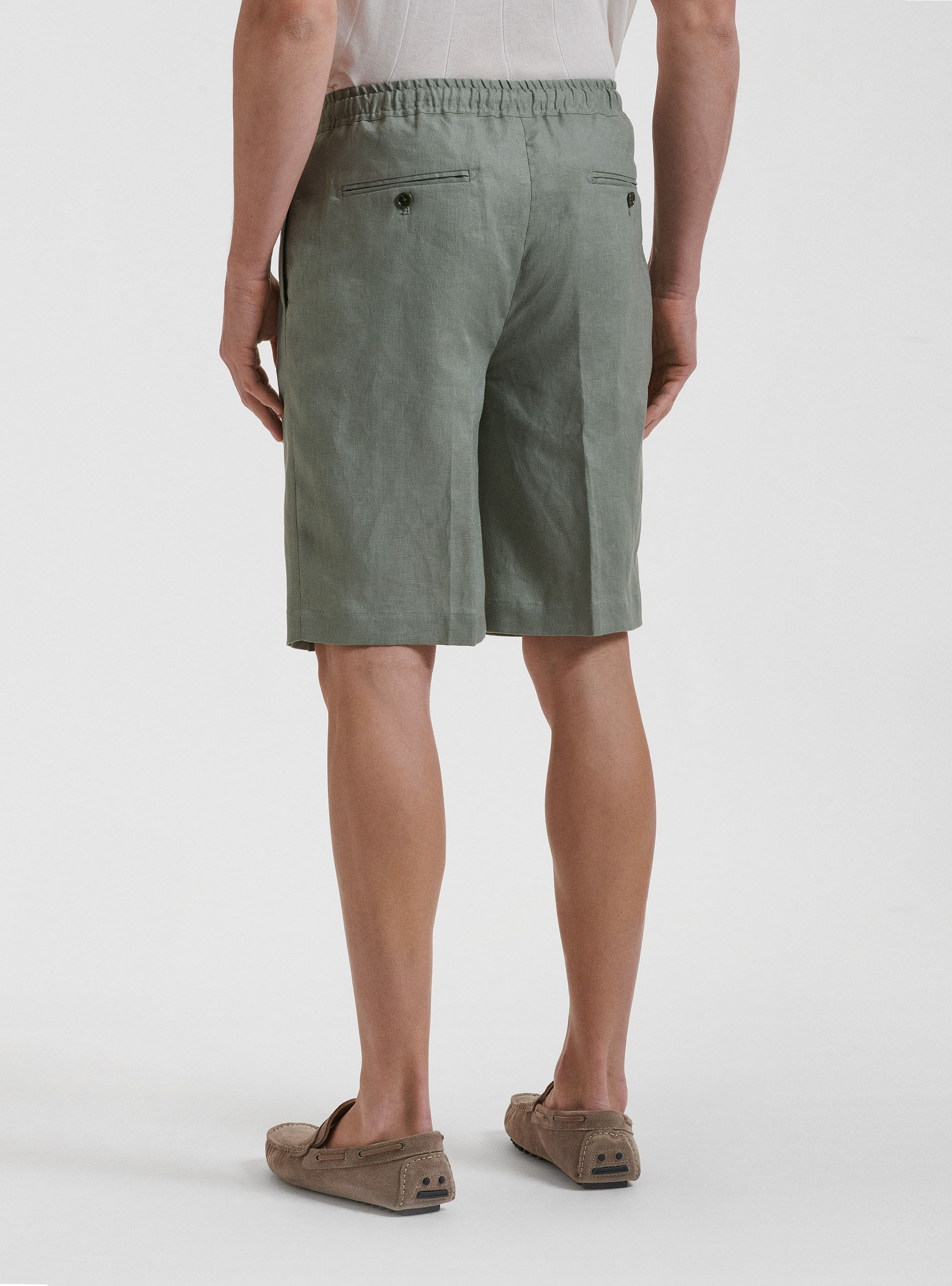 Bermuda tinta unita in lino, SALVIA 0602C
