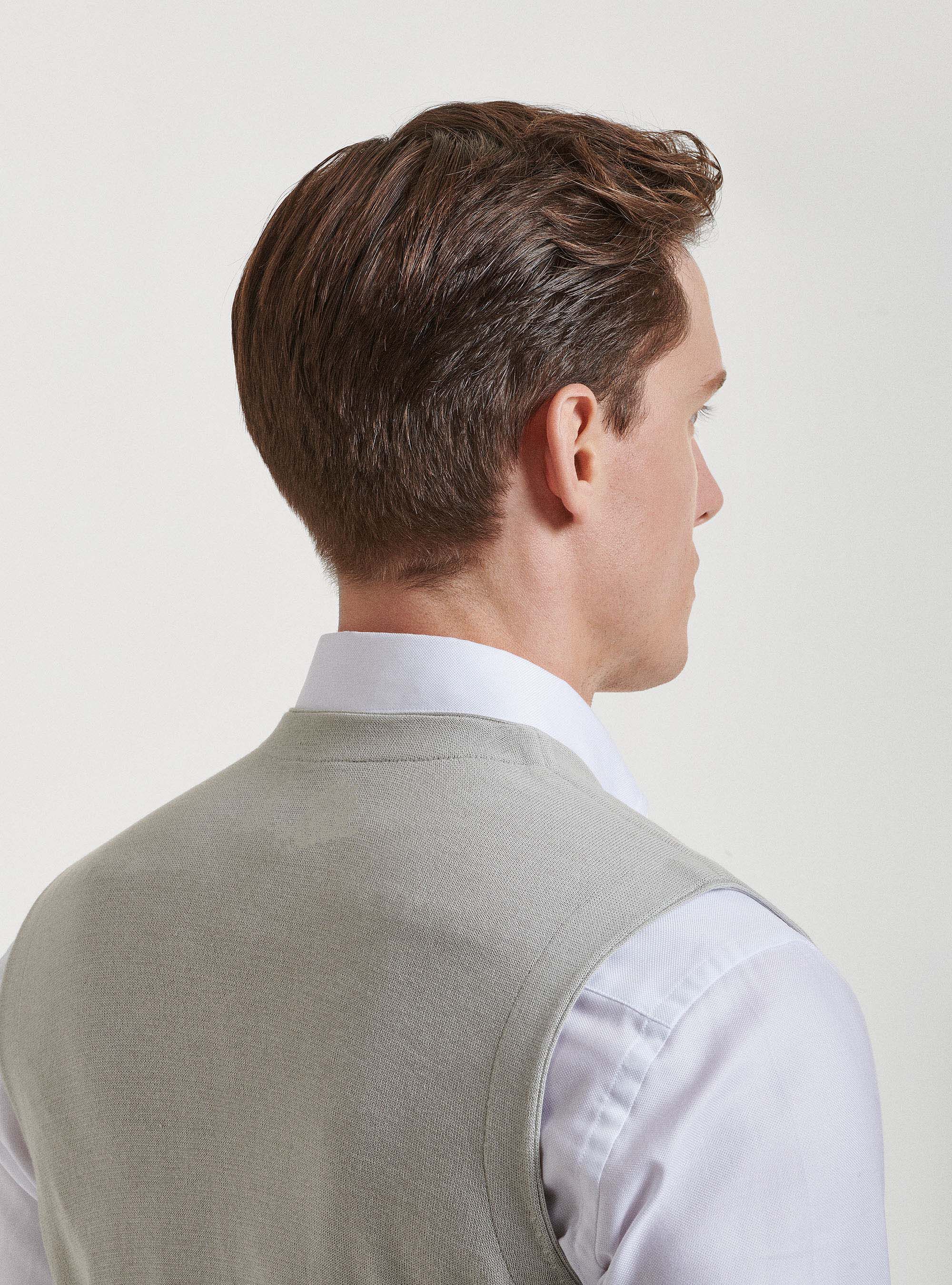 Gilet in maglia in puro cotone extrafine, GRIGIO CHIARO MELANGE
