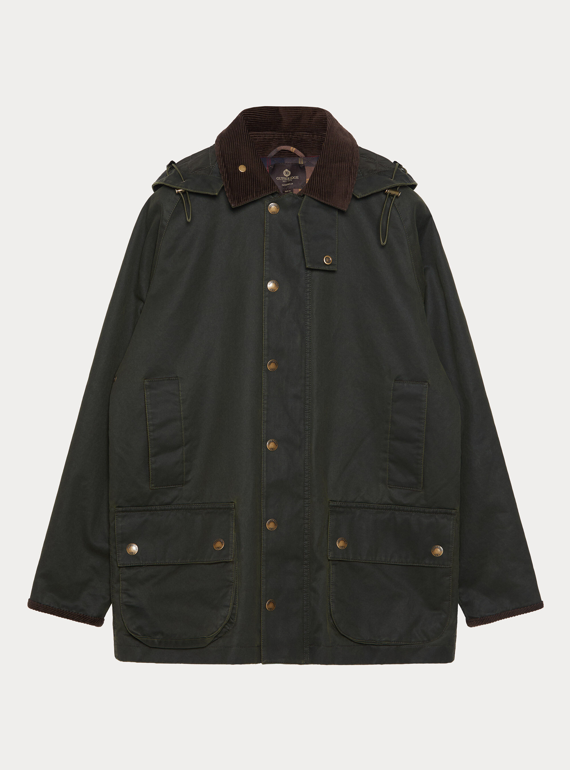 Cotton-blend waxed jacket, GREEN