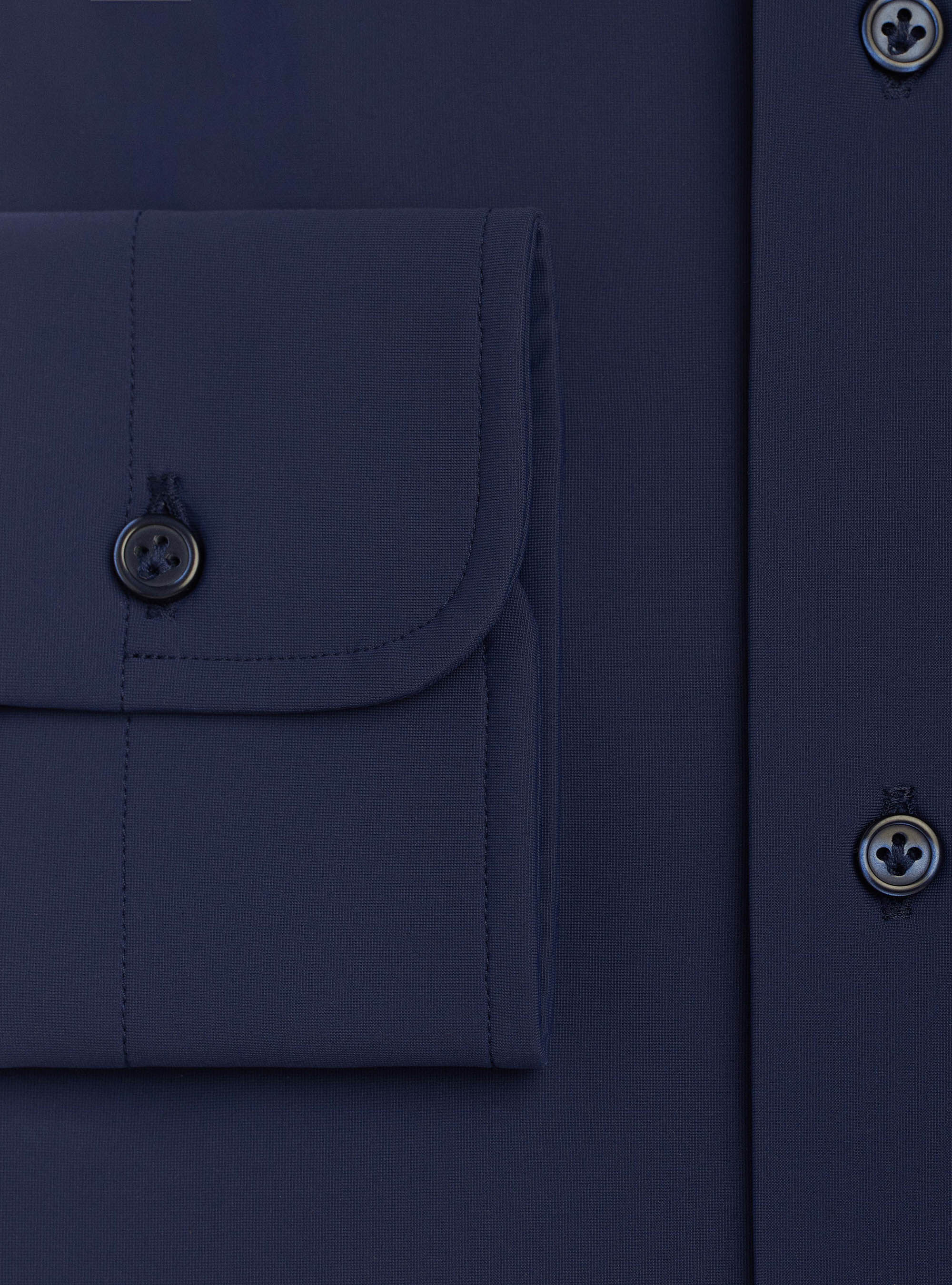 Semi open collar French travelwear shirt, NAVY BLUE