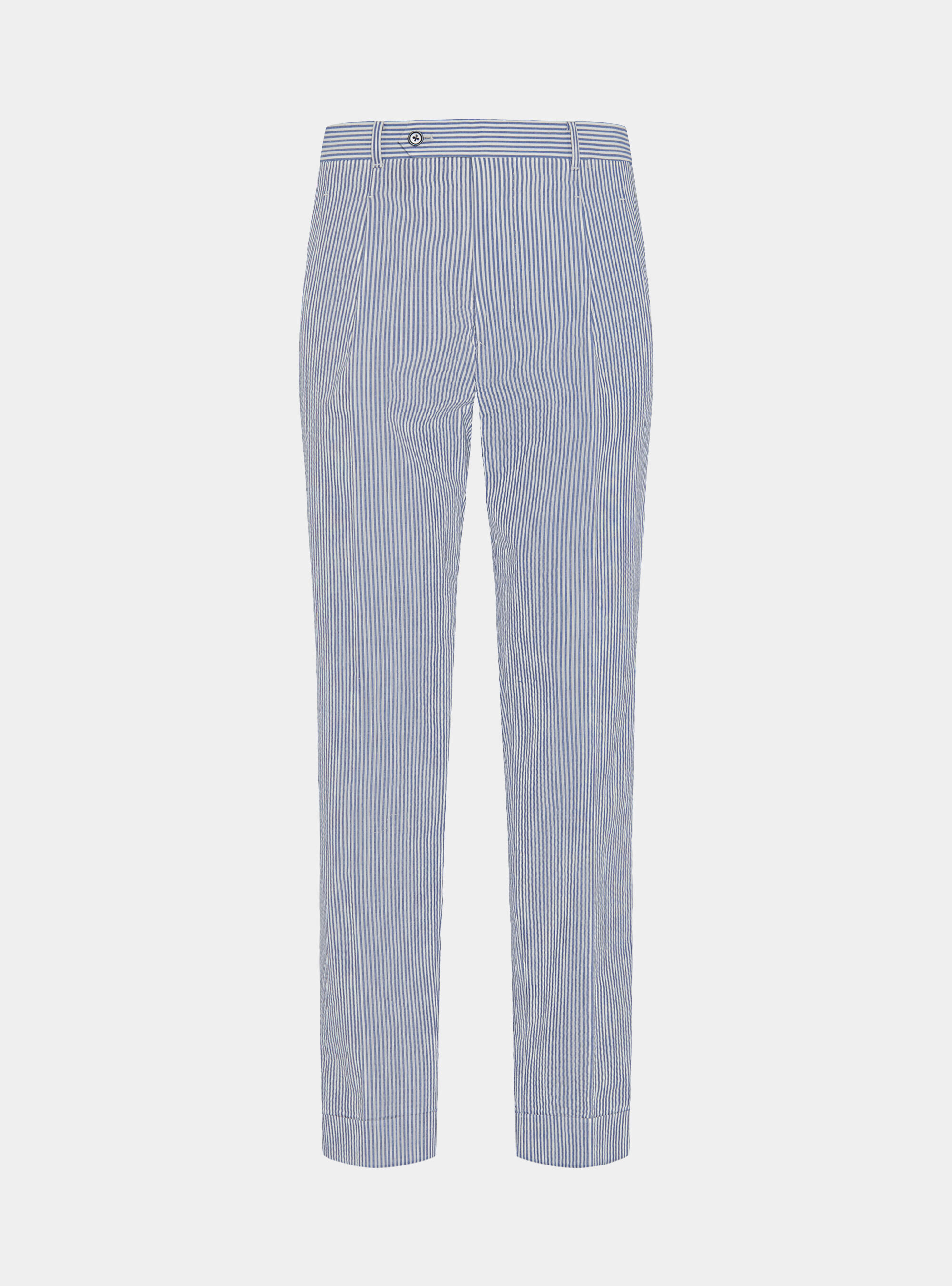 Double pleat cotton seersucker trousers, BLUE