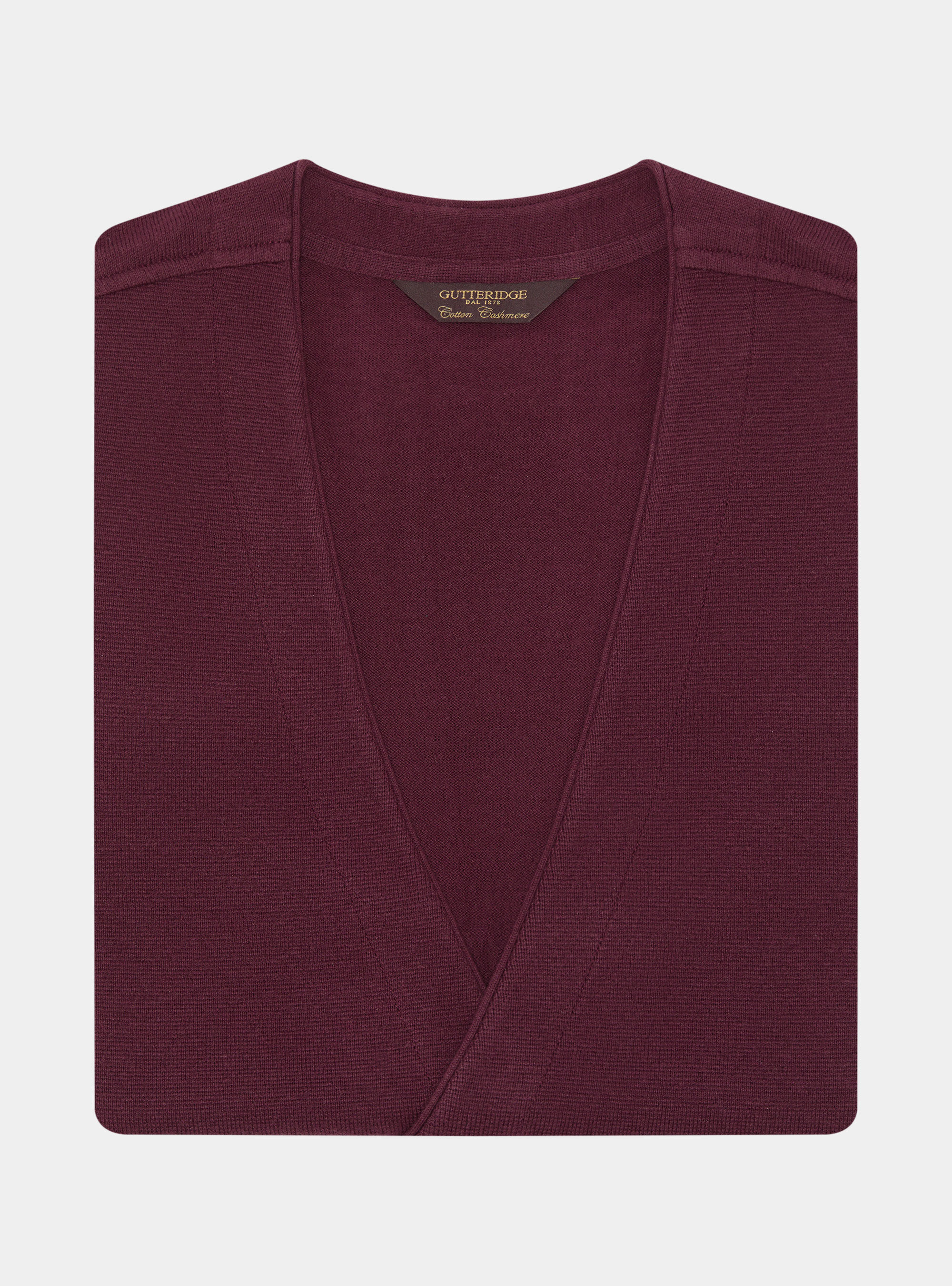 Double-breasted cotton and cashmere knit gilet, BORDEAUX