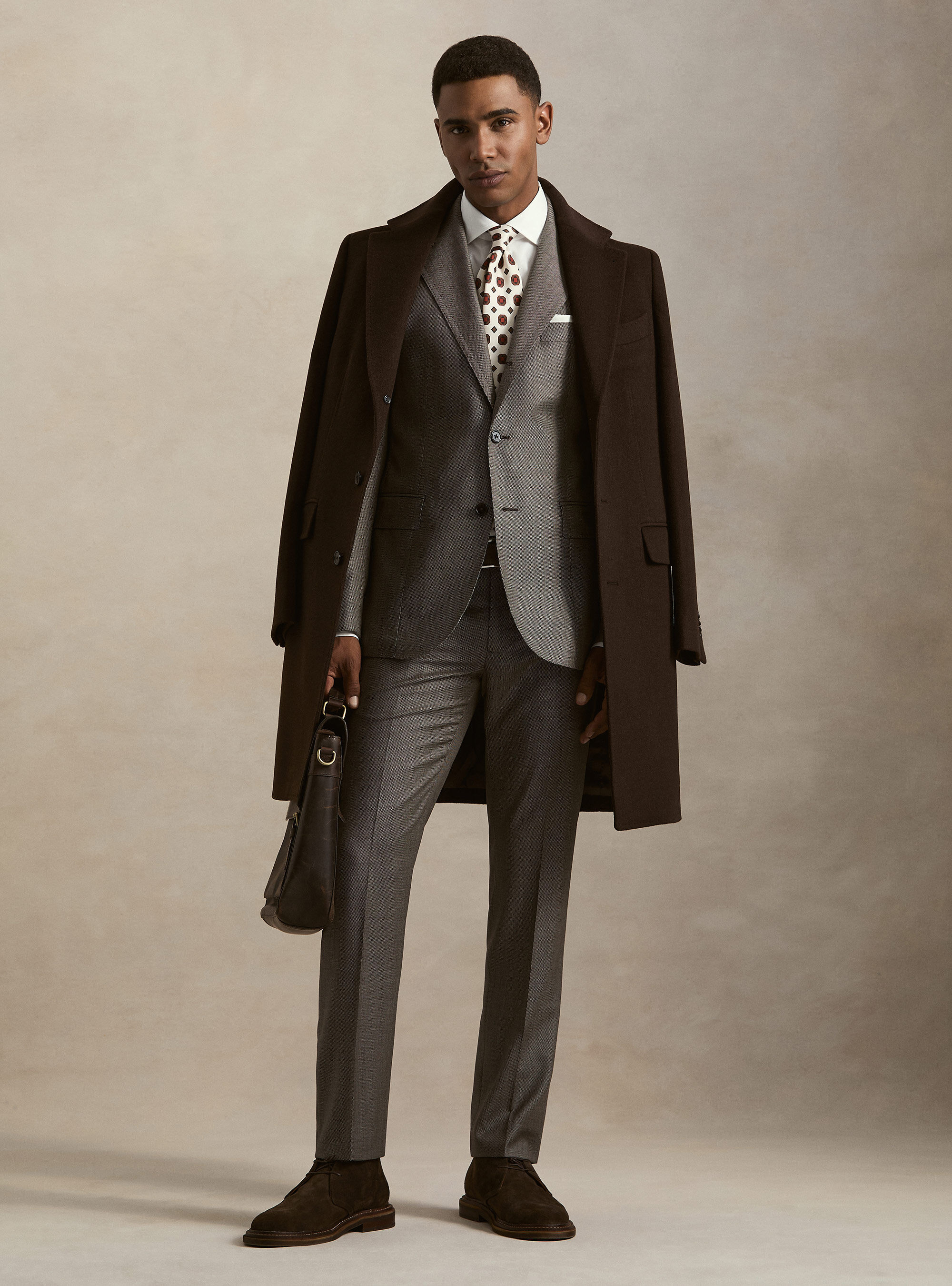 Single-breasted wool and cashmere coat