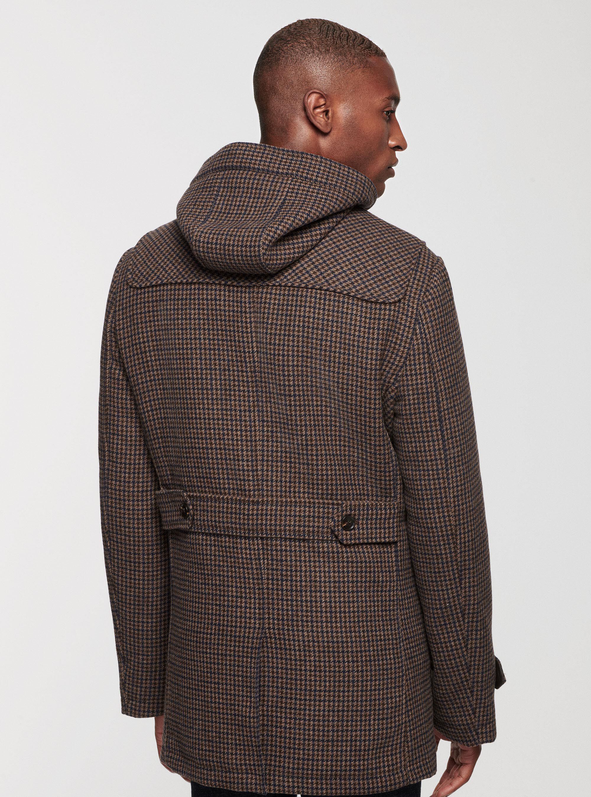 Manteau de laine melangee pied de poule