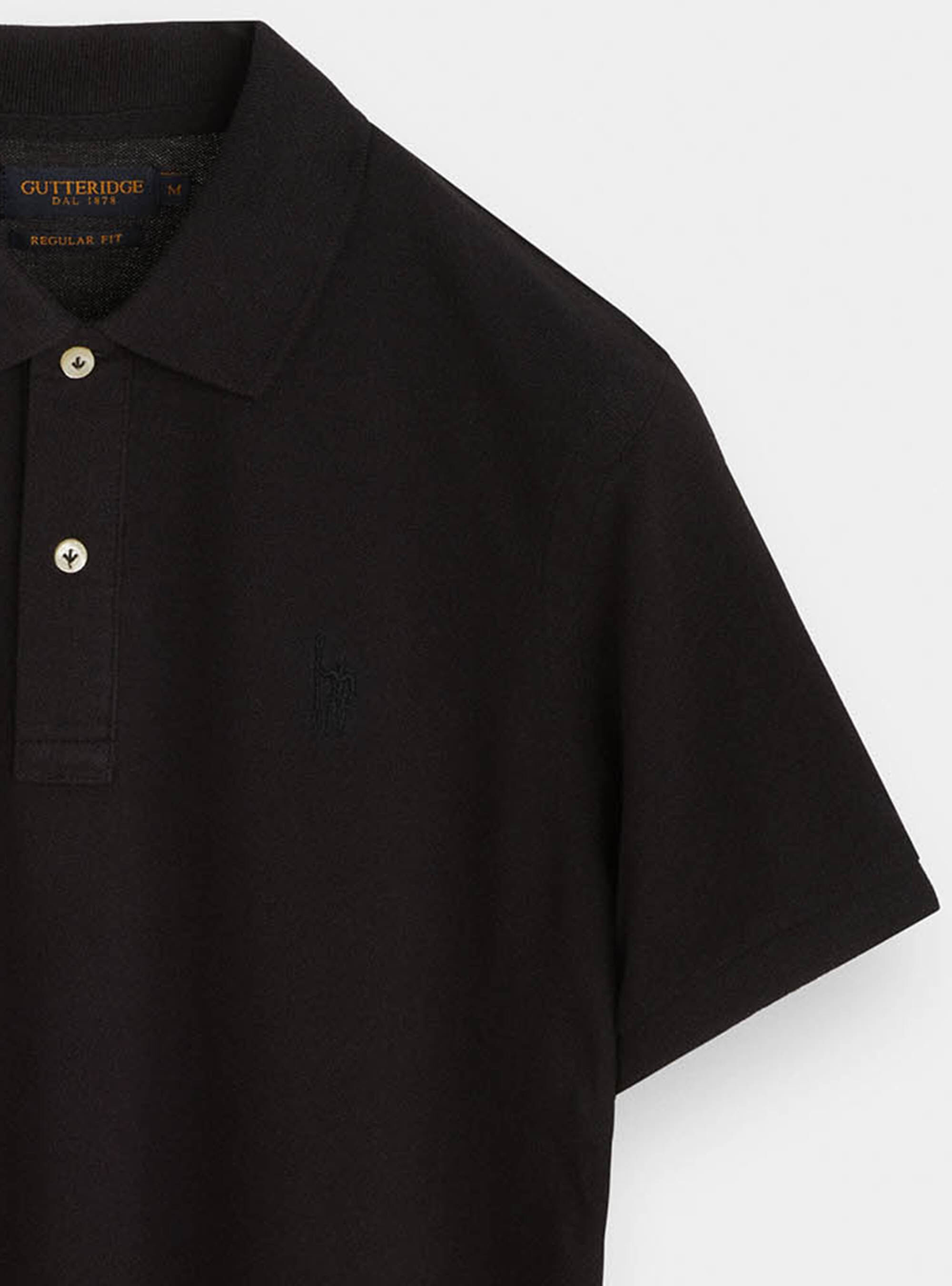 Polo classica con ricamo, NERO