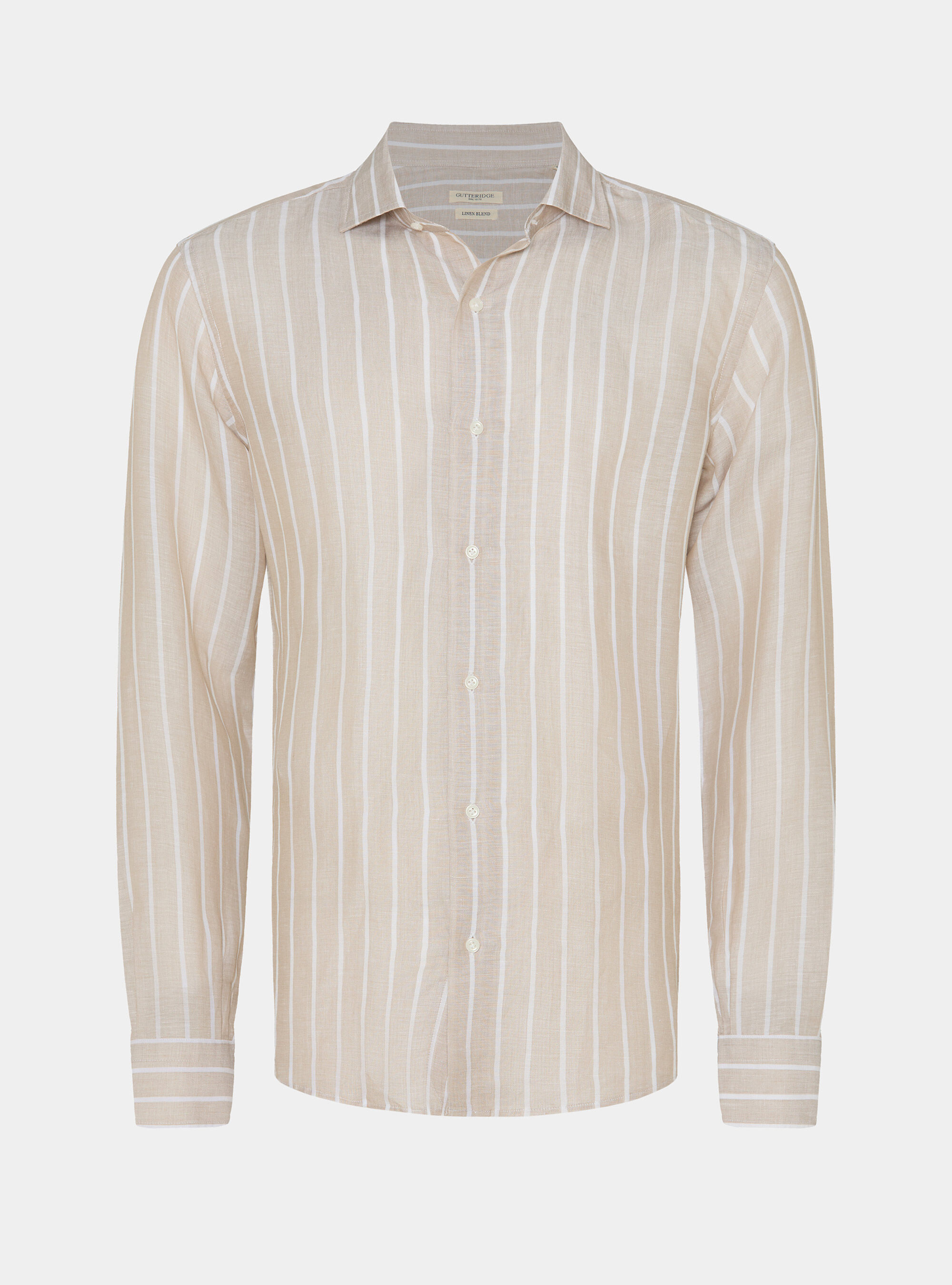 Linen blend striped shirt, SAND