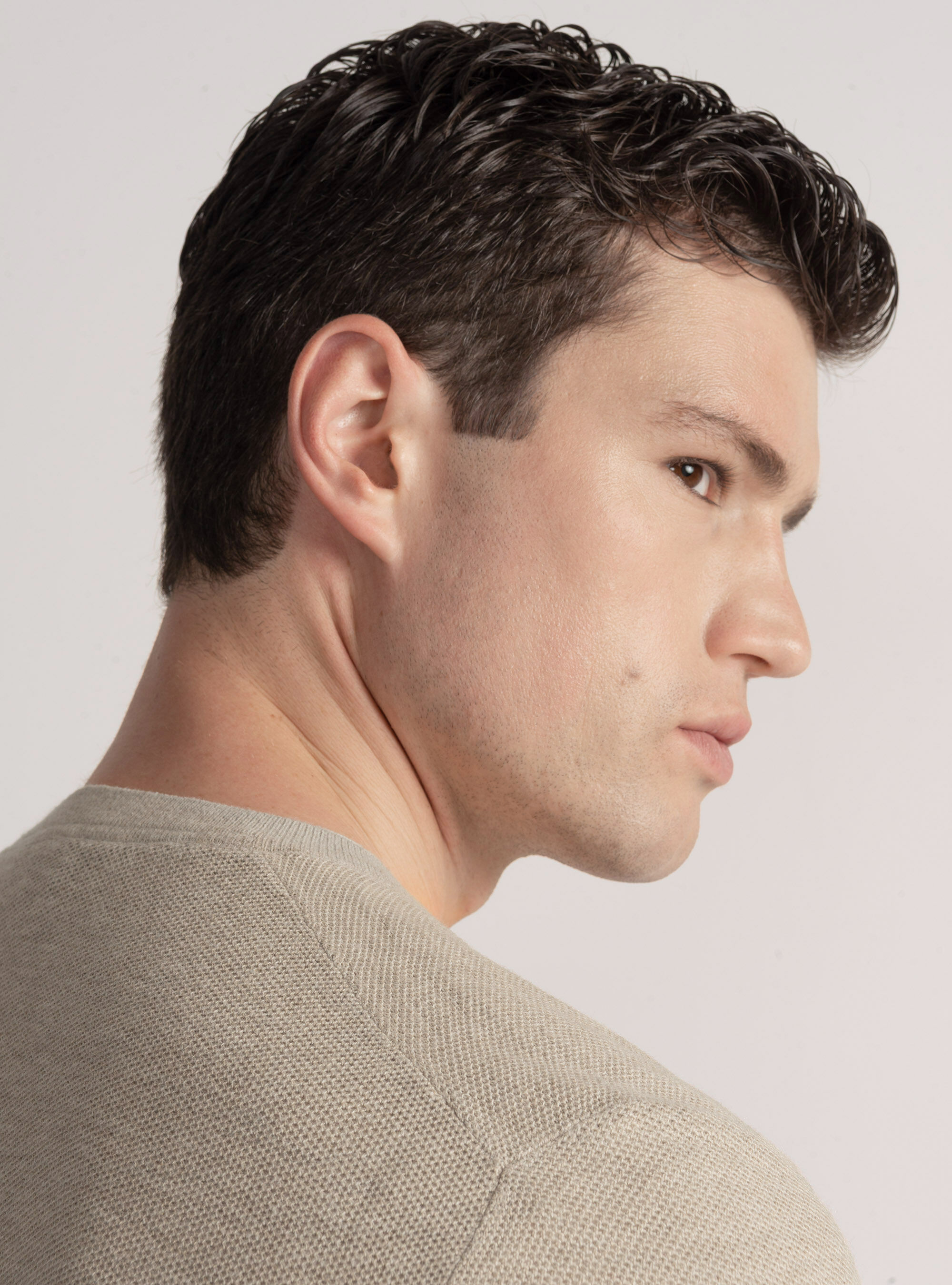 Cotton cashmere honeycomb crew-neck sweater, ECRU