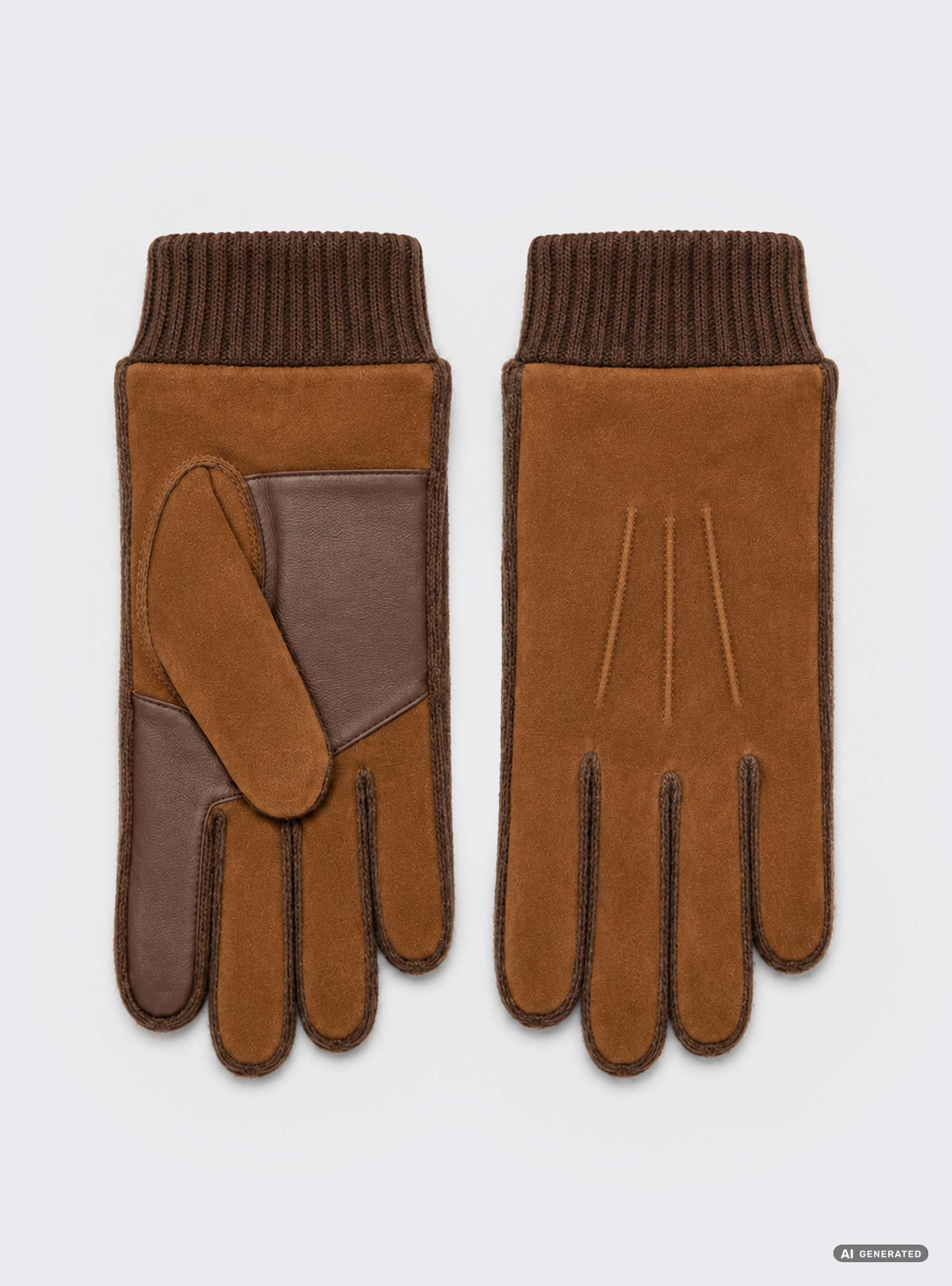 Guantes de ante e mezcla de lana