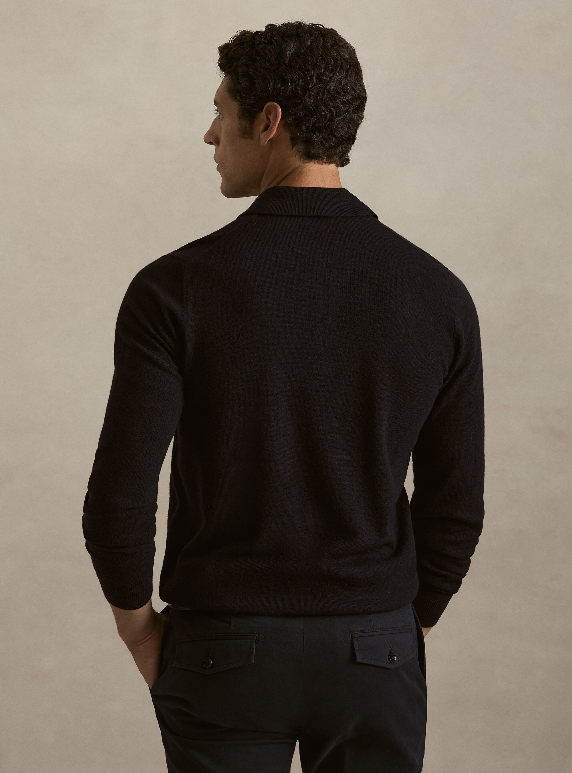 Polo in maglia in lana cashmere m/l, BLU NAVY