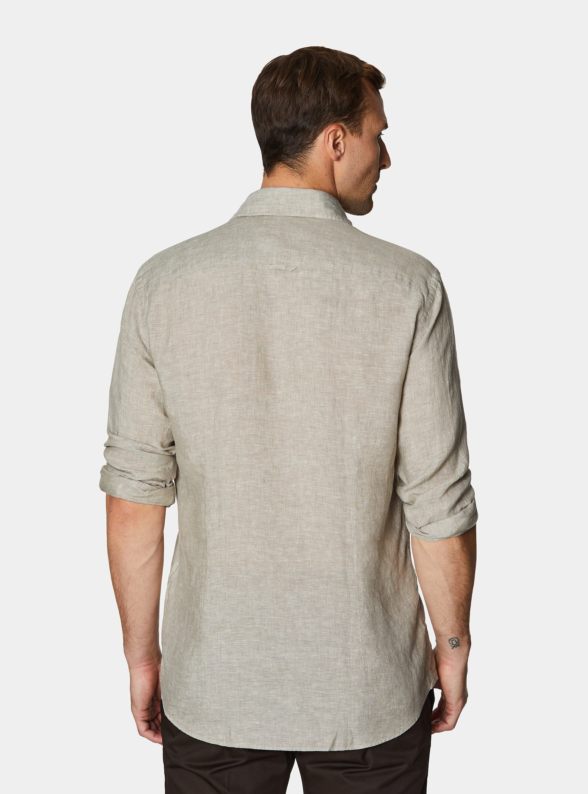 Pure linen shirt, SABBIA MELANGE 0564C