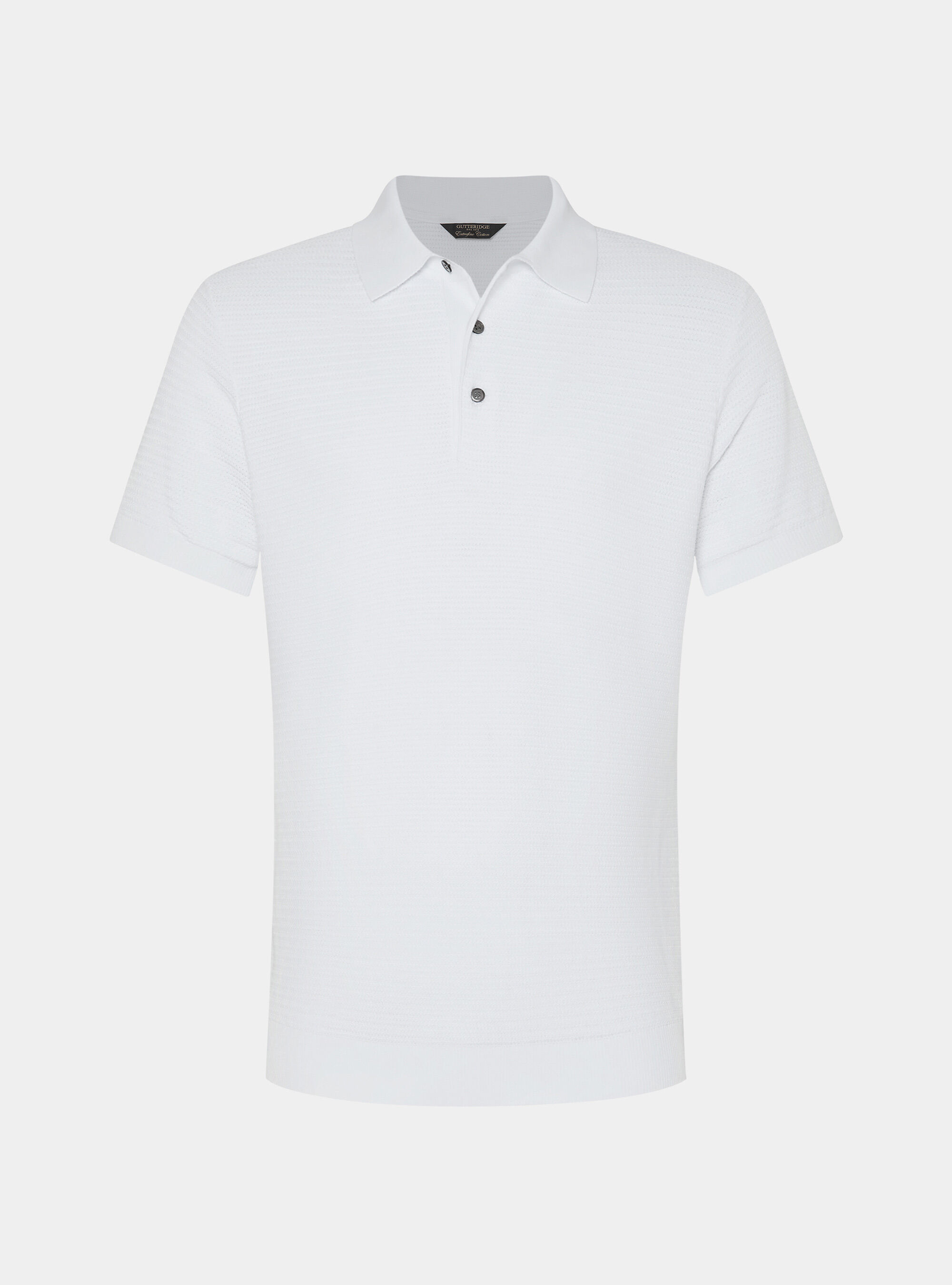 Textured cotton knit polo shirt, WHITE