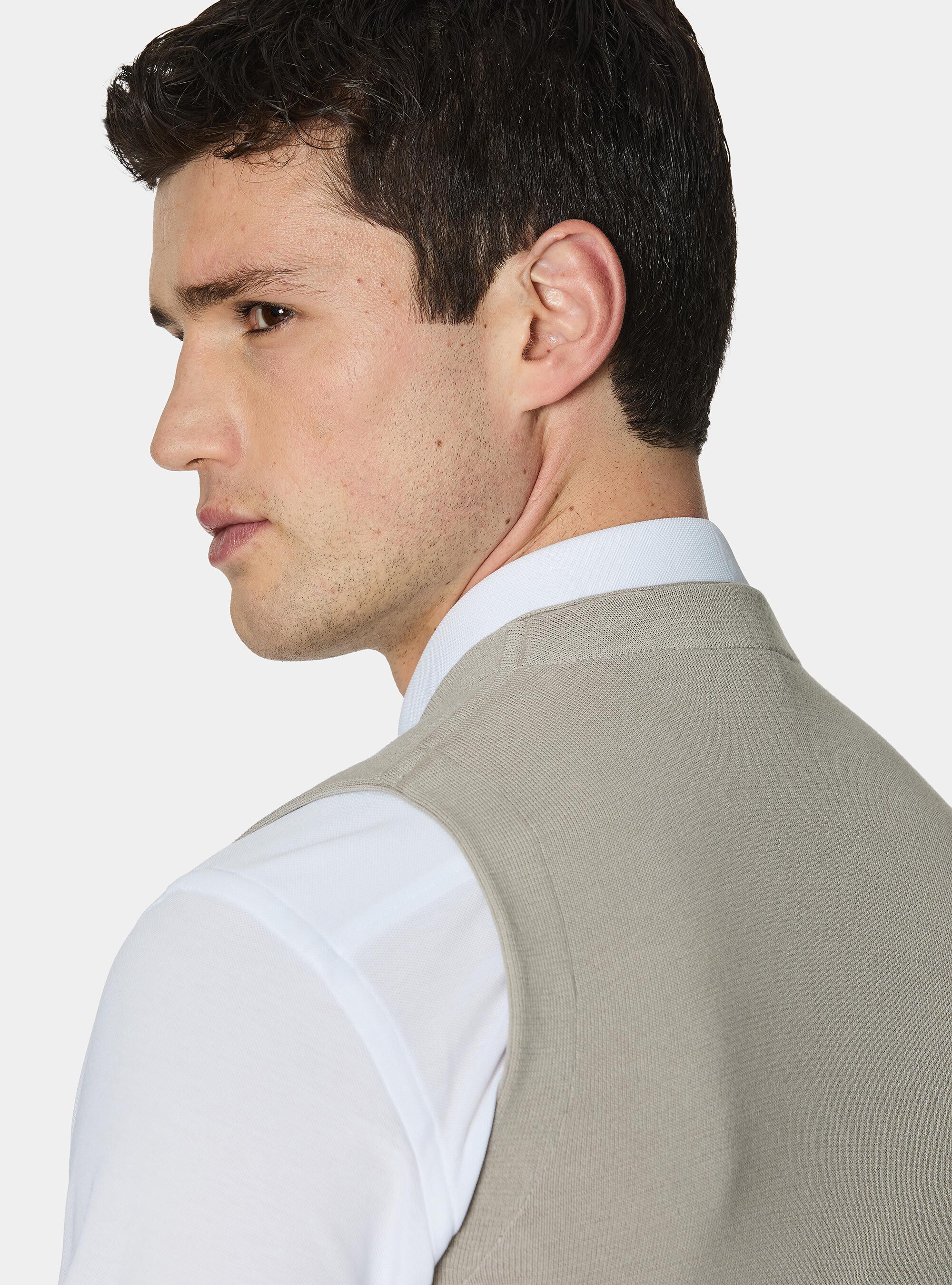 Gilet doppiopetto in maglia di cotone, SABBIA