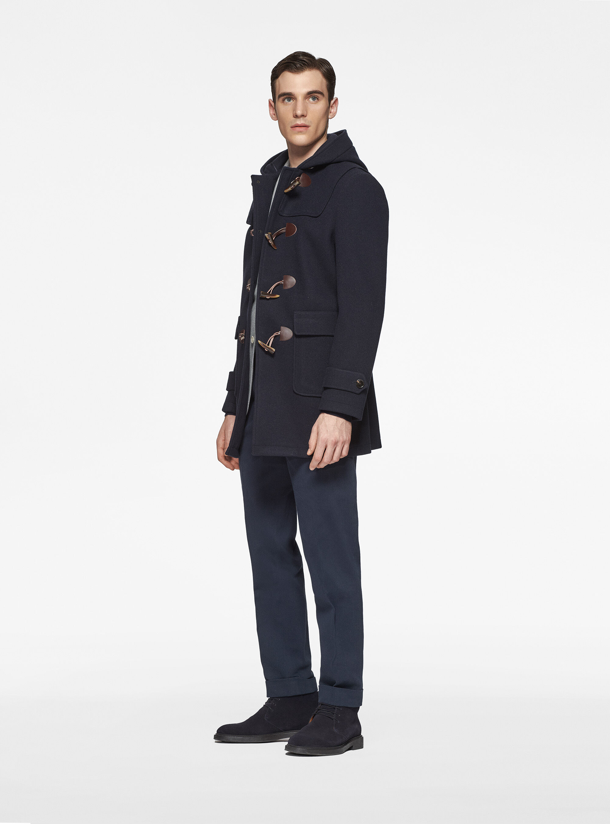 Hooded cloth Montgomery duffle coat Gutteridge Men s Coats