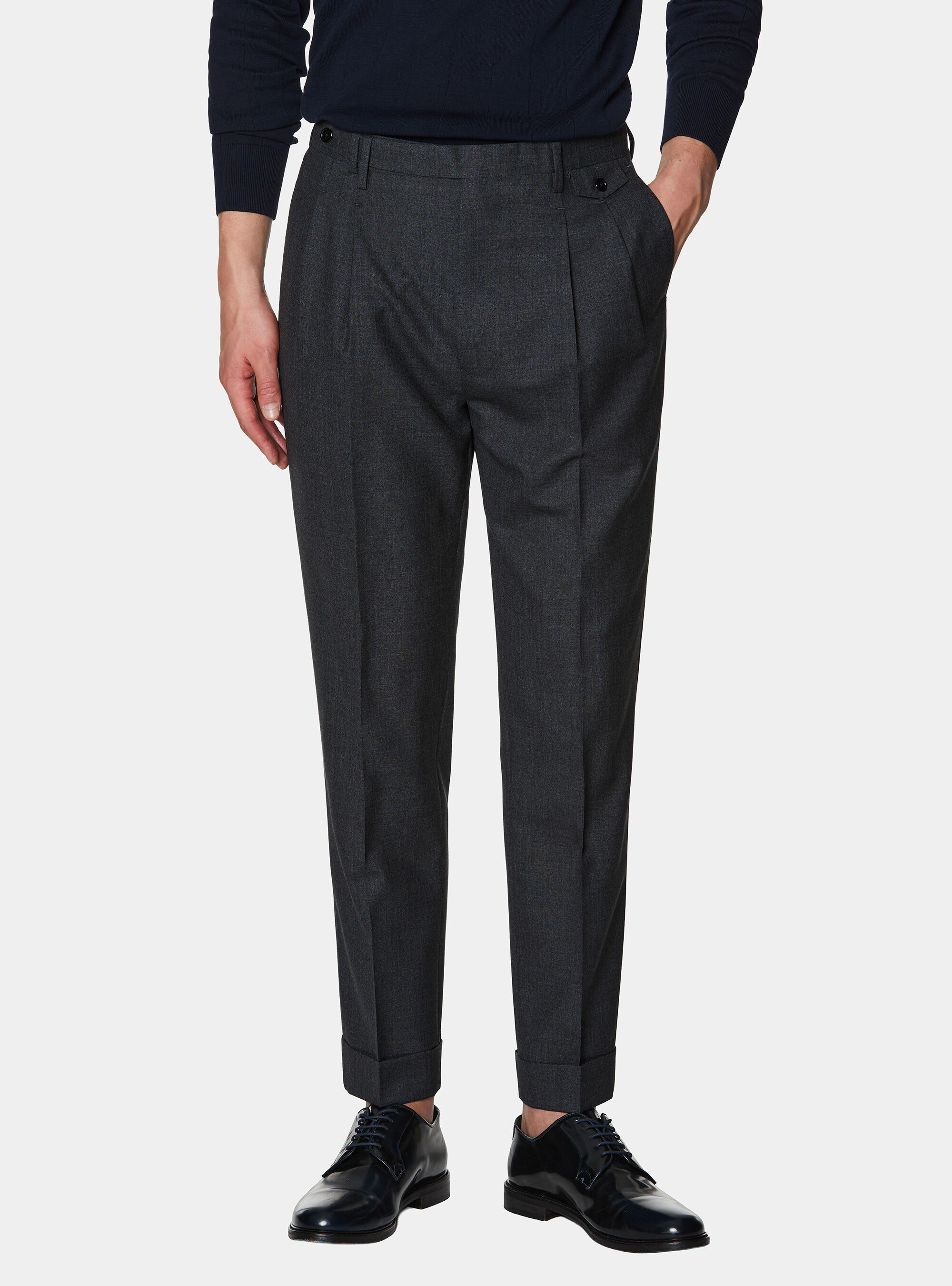Vitale Barberis Canonico pure wool double pleat trousers