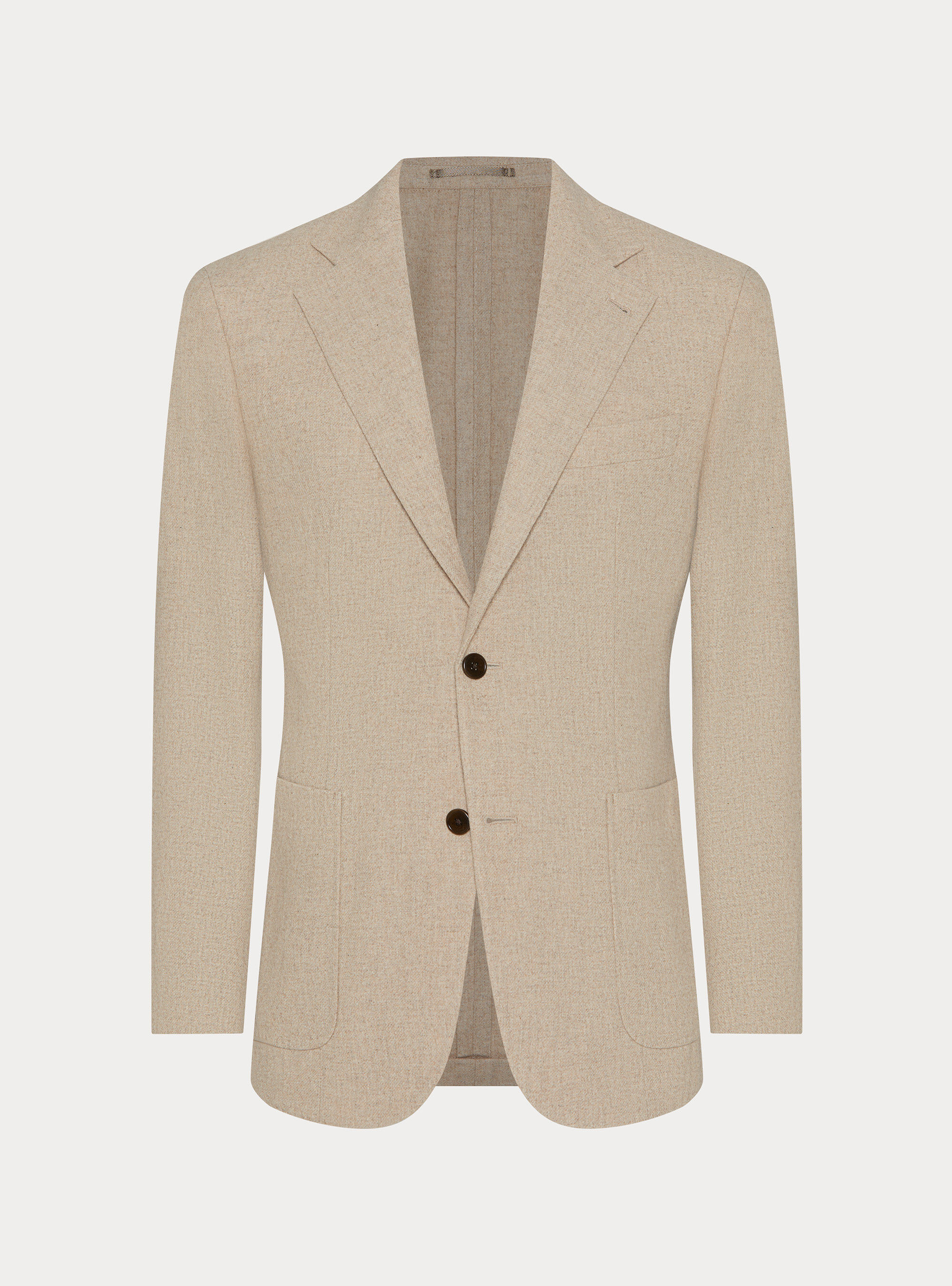 Veste droite en flanelle de laine m&eacute;lang&eacute;e, SABLE