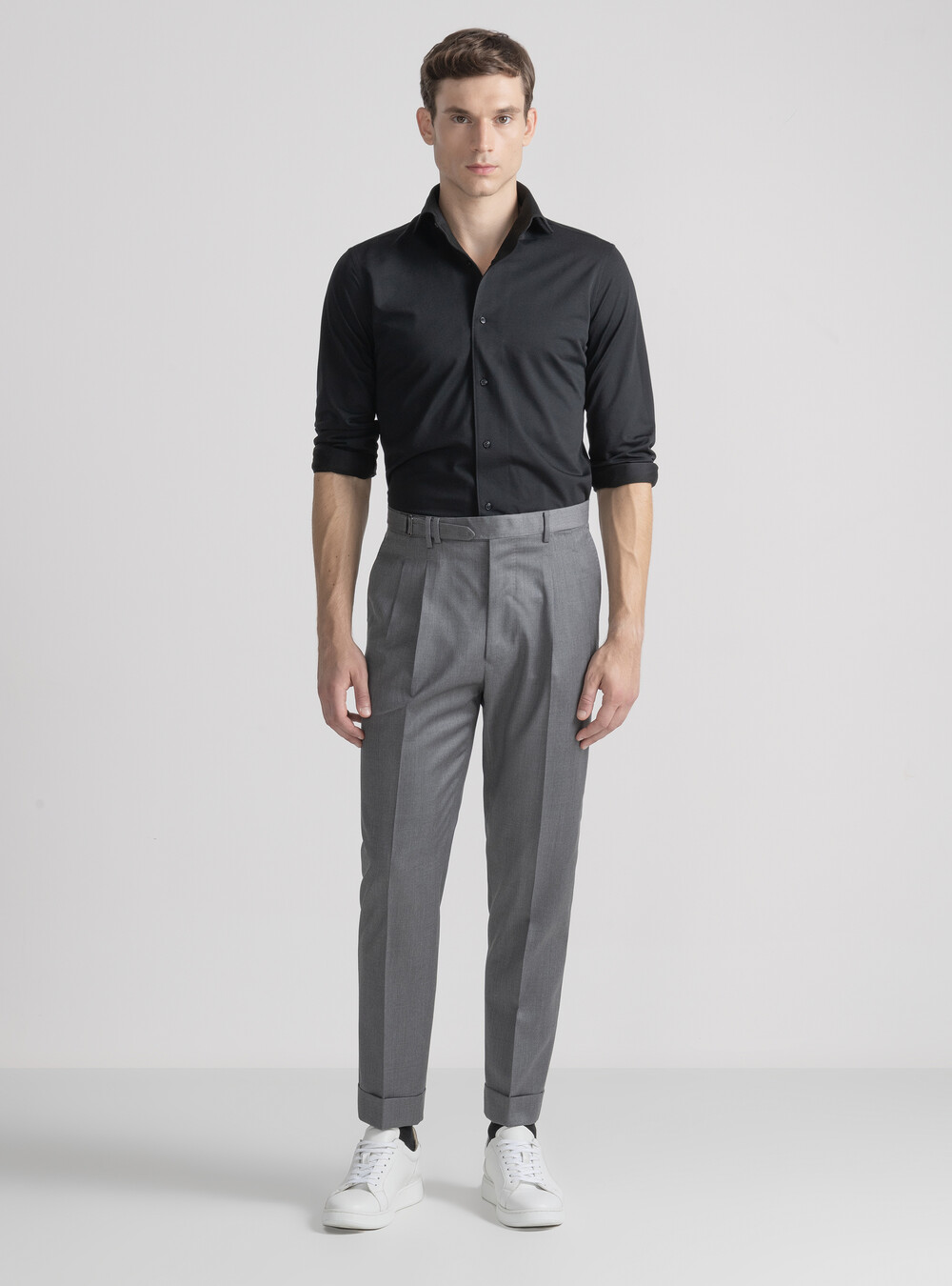 Pantaloni doppia pince in pura lana Reda, GRIGIO CHIARO Pantaloni doppia pince in pura lana Reda