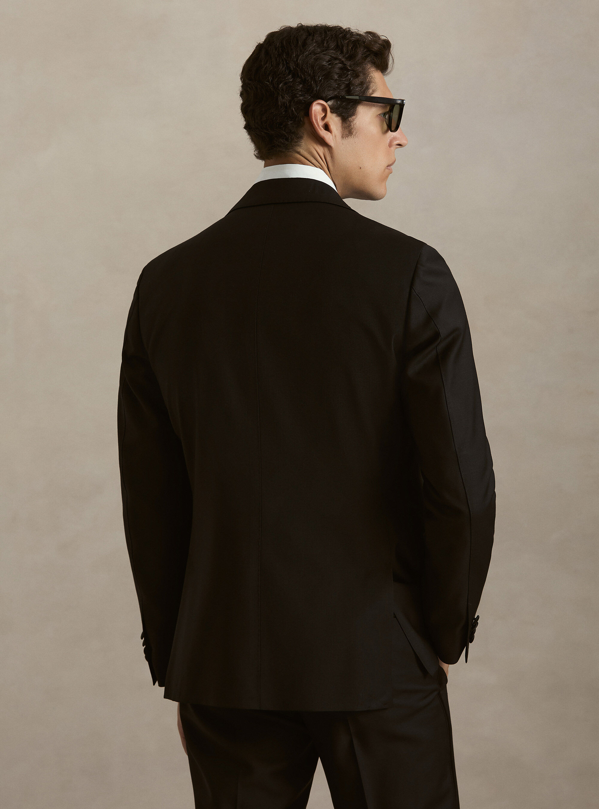 Giacca smoking in lana superfine 120's, NERO