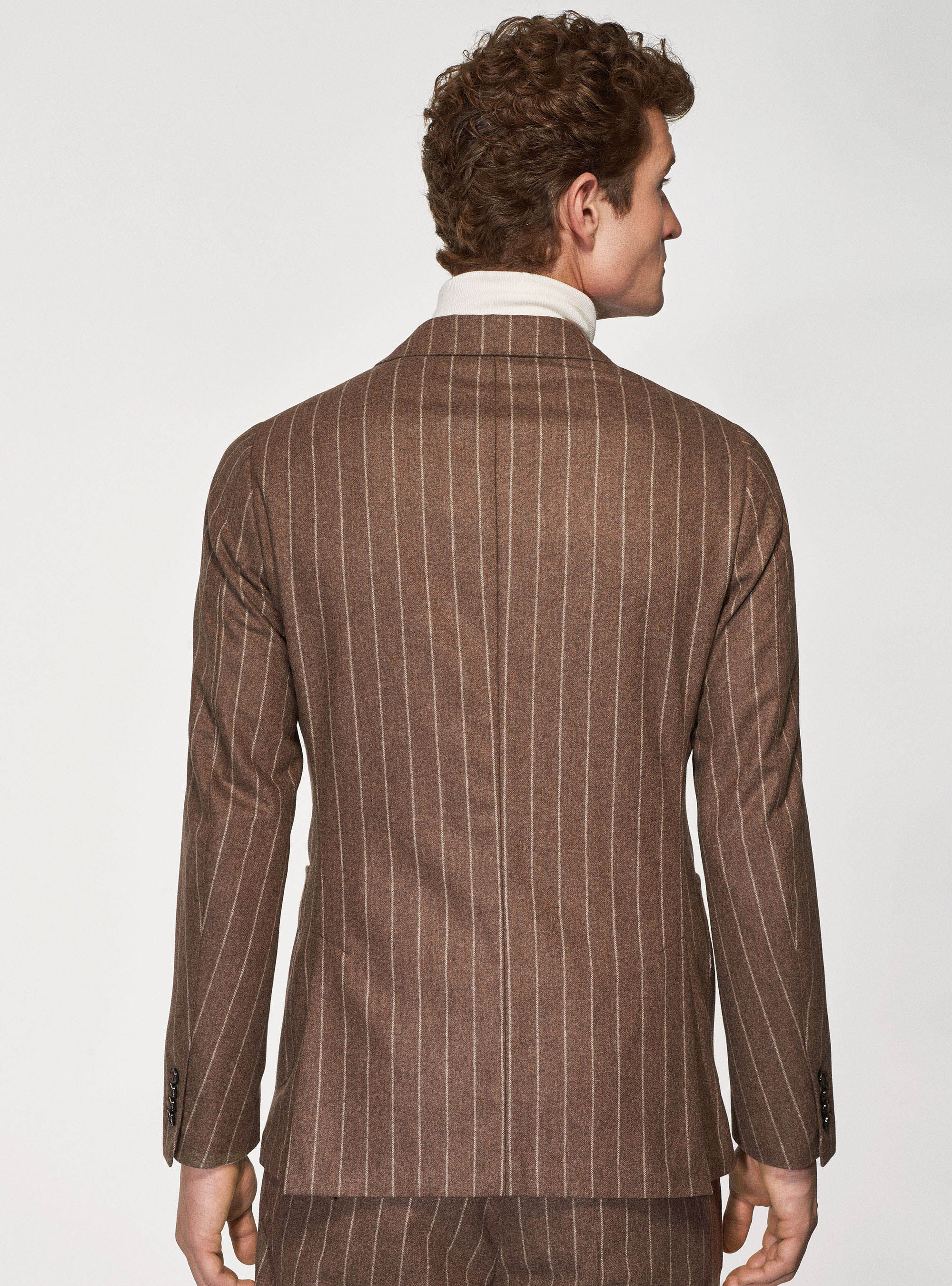 Tobacco suit blazer in pure wool pinstripe Vitale Barberis