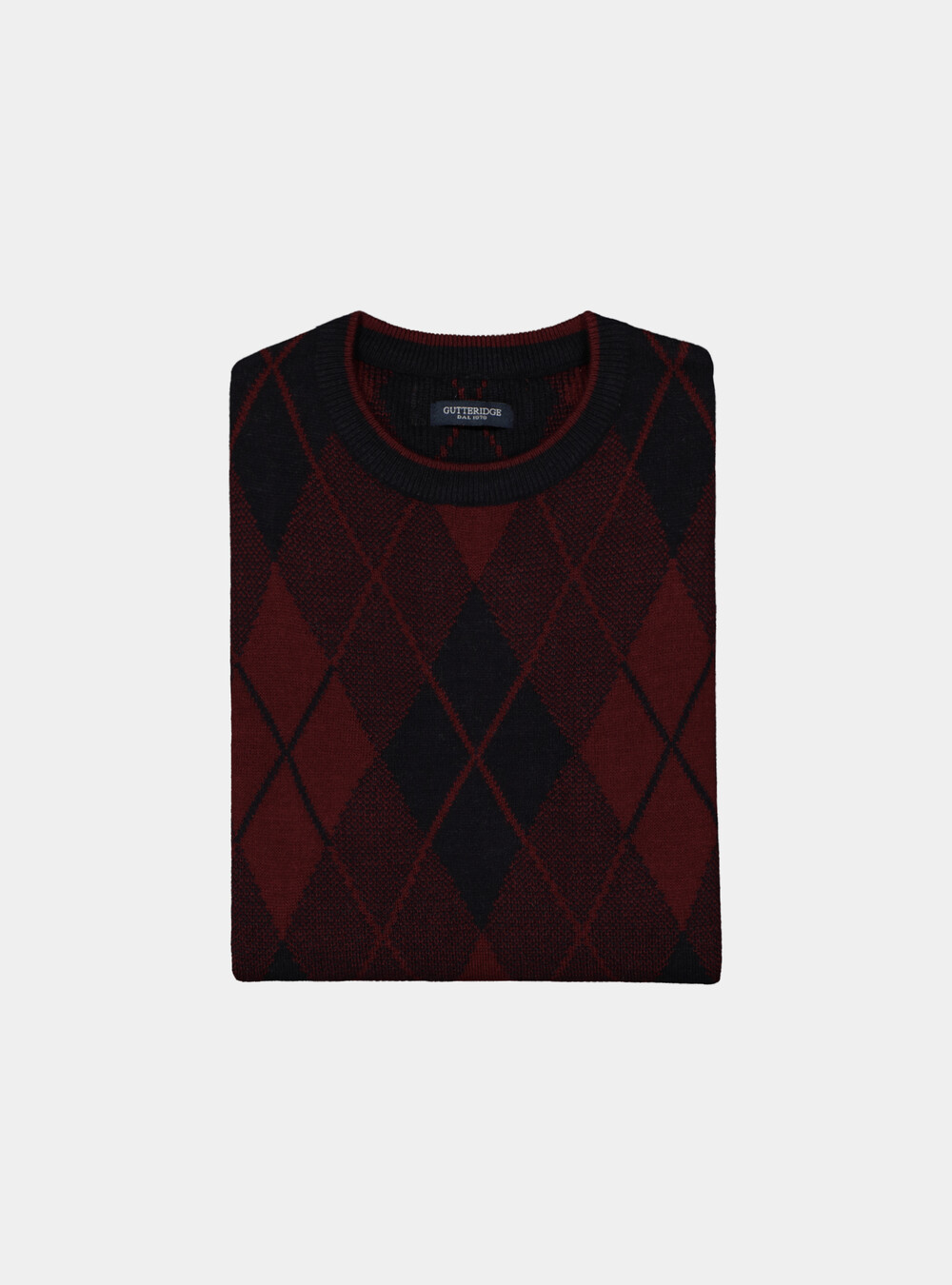 Crew Neck Sweater With Diamond Pattern