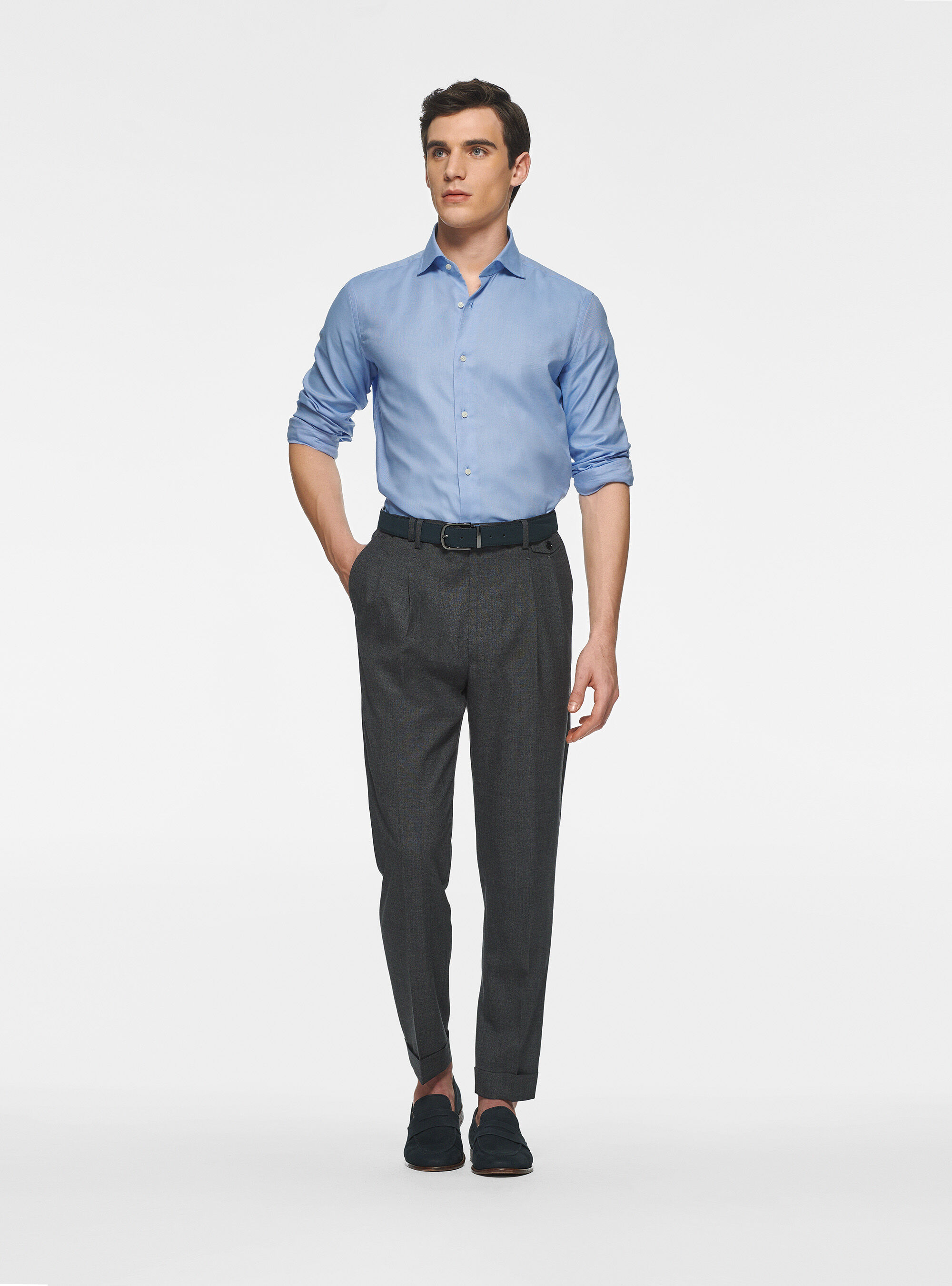 Camicia in cotone oxford, AZZURRO