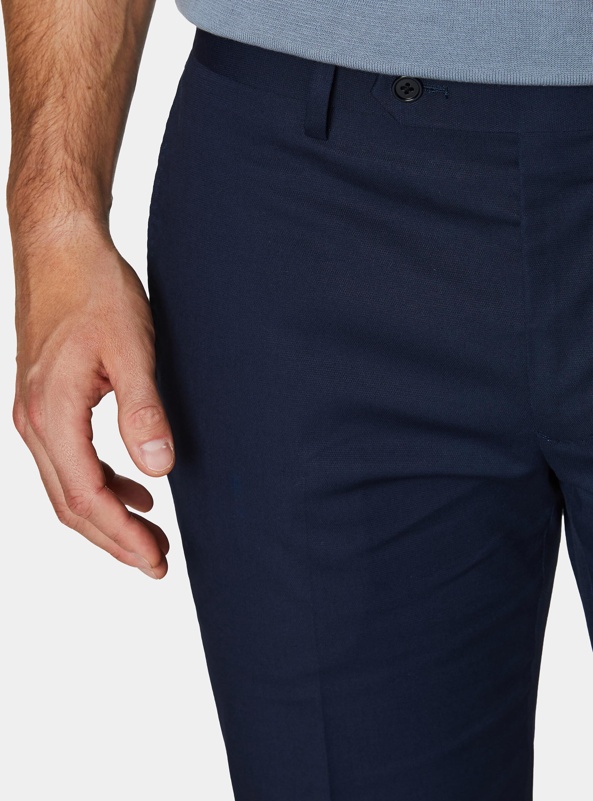 Pantaloni abito in cotone, BLU NAVY