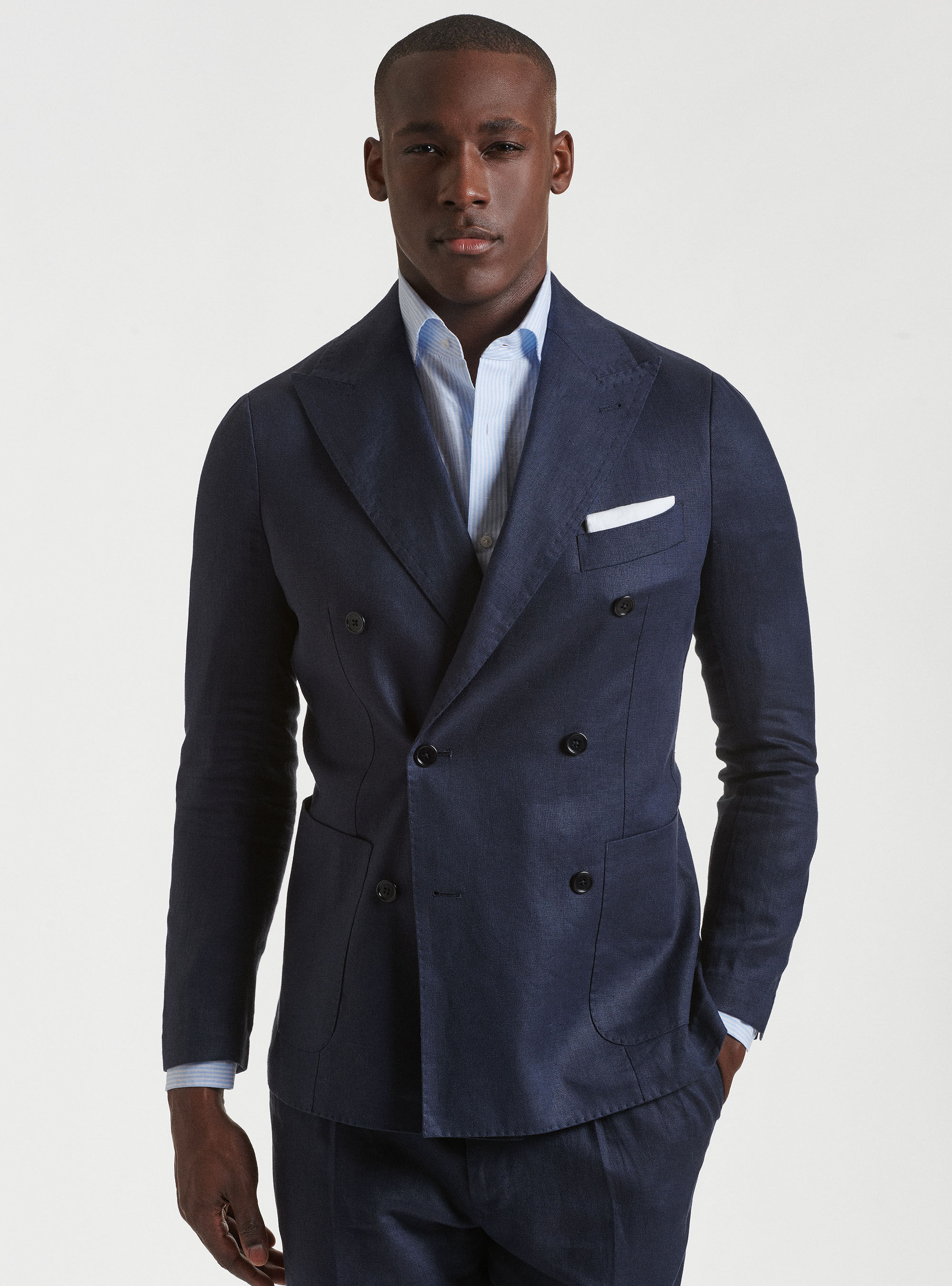 Double breasted linen blazer shop