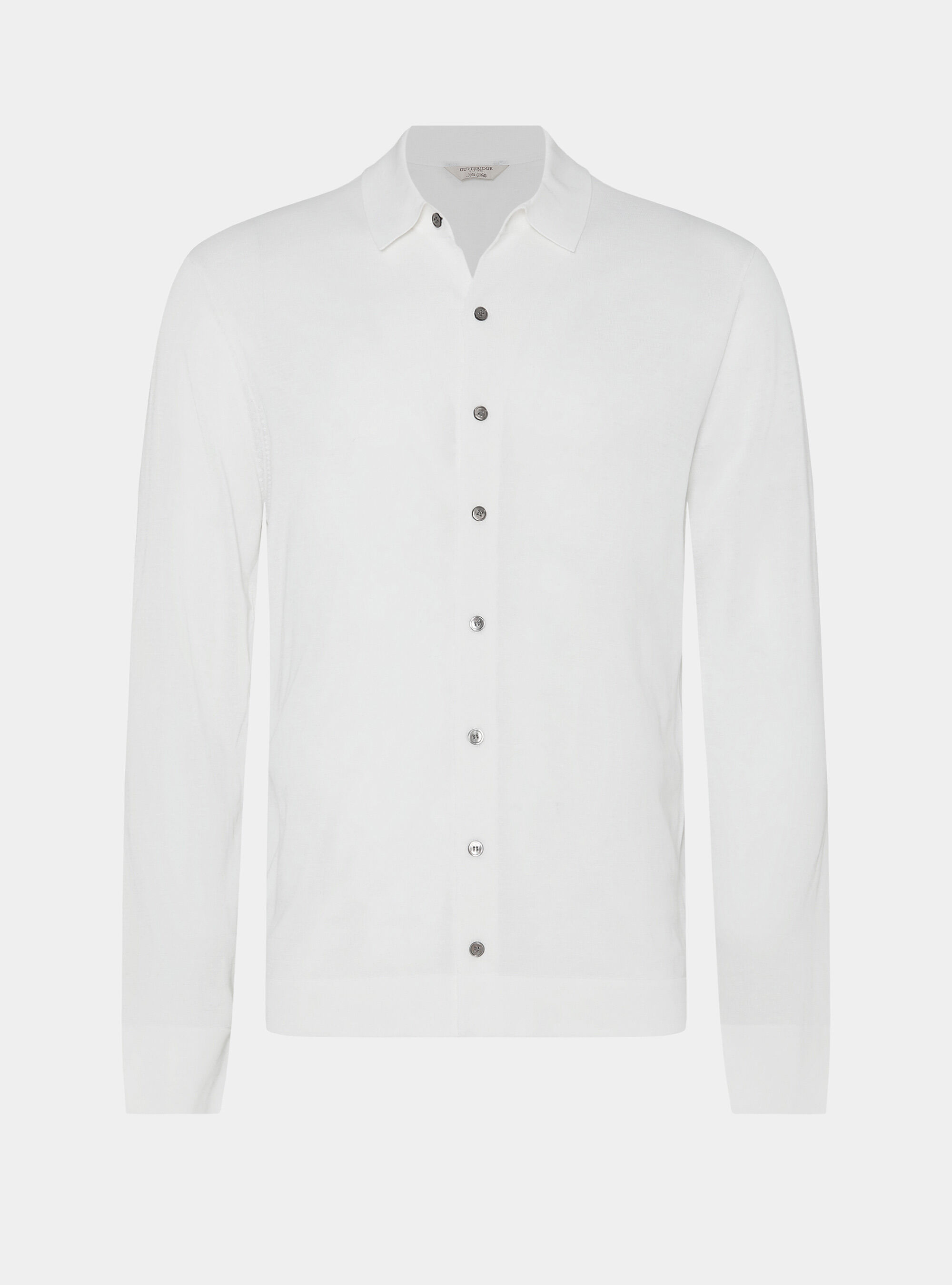 Polo camicia in cotone e seta, BIANCO