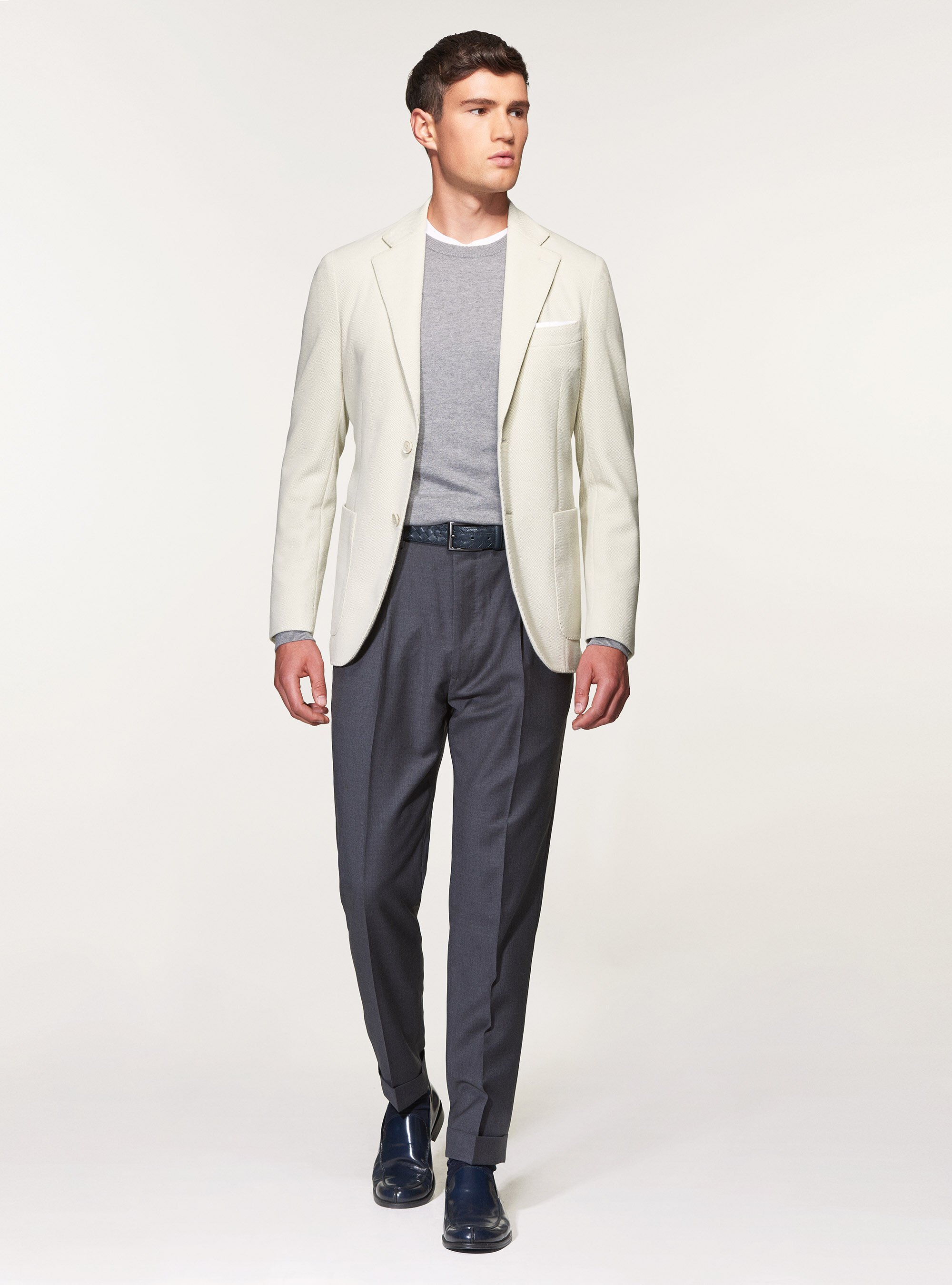 Giacca micro strutturata sfoderata, ECRU