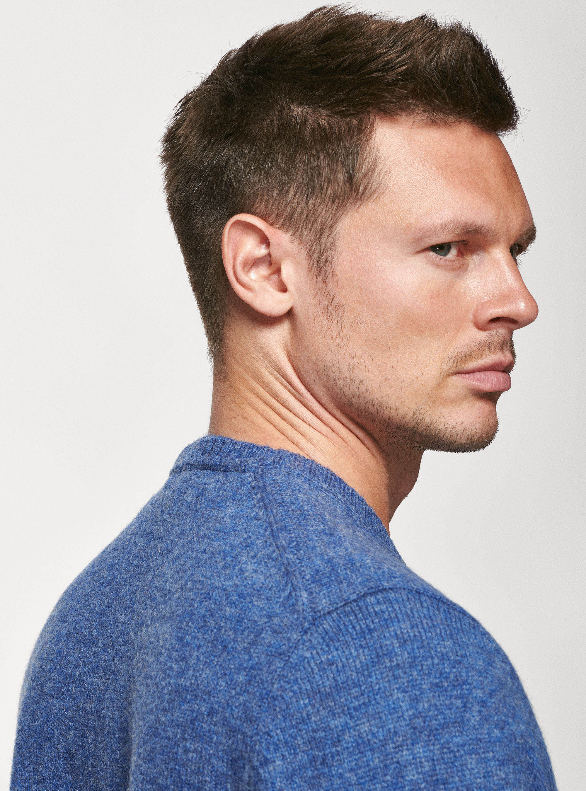 Pure Shetland wool sweater, 0243C DENIM