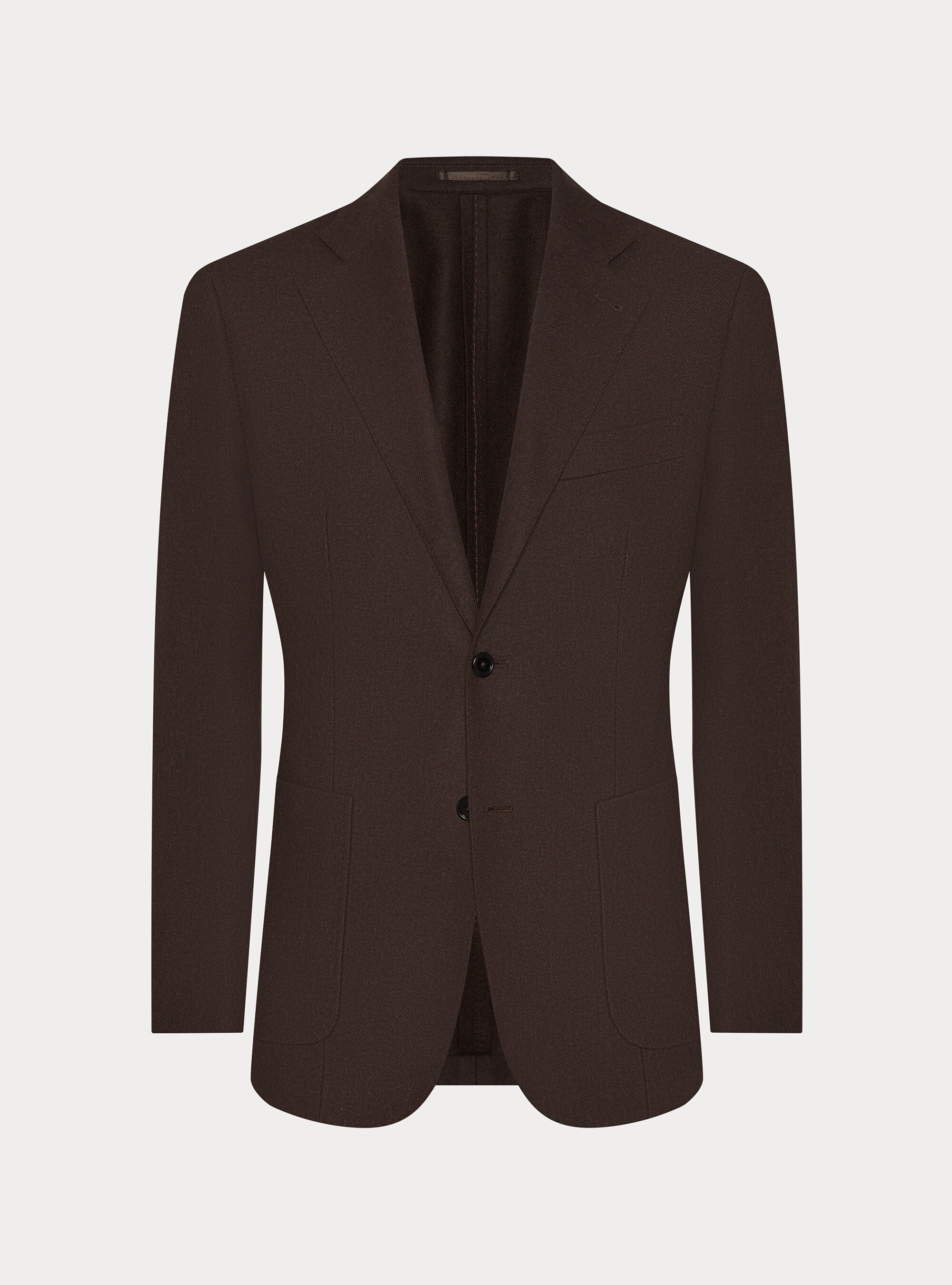 Wool blend flannel blazer, BROWN