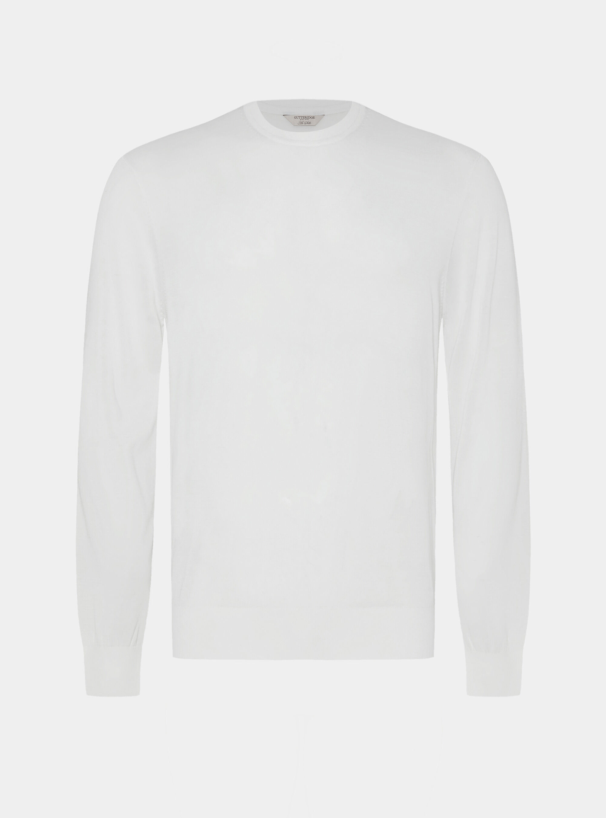 Trikot &agrave; col rond en coton et soie, BLANC